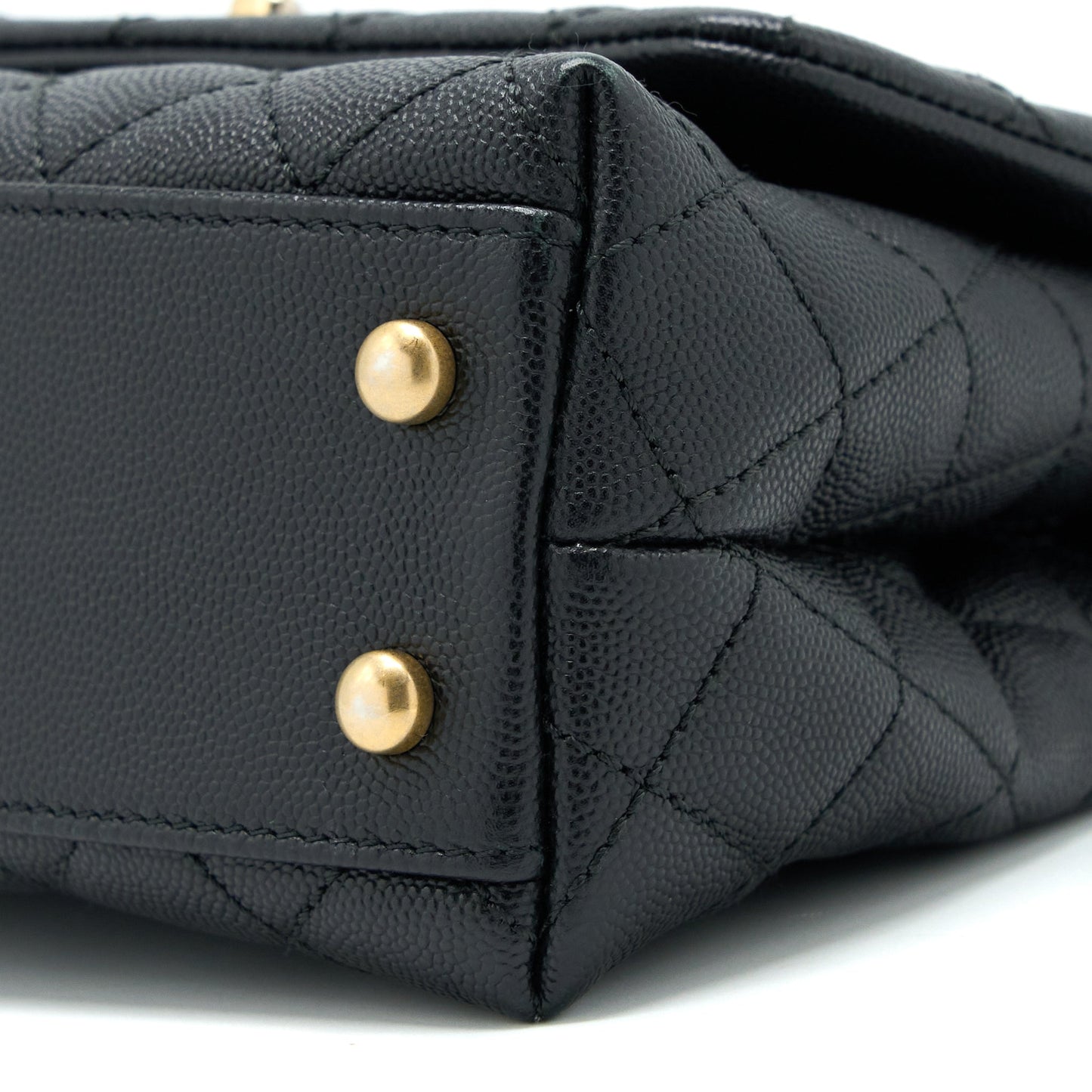 Chanel Small Coco Handle Caviar With Lizard Handle Black