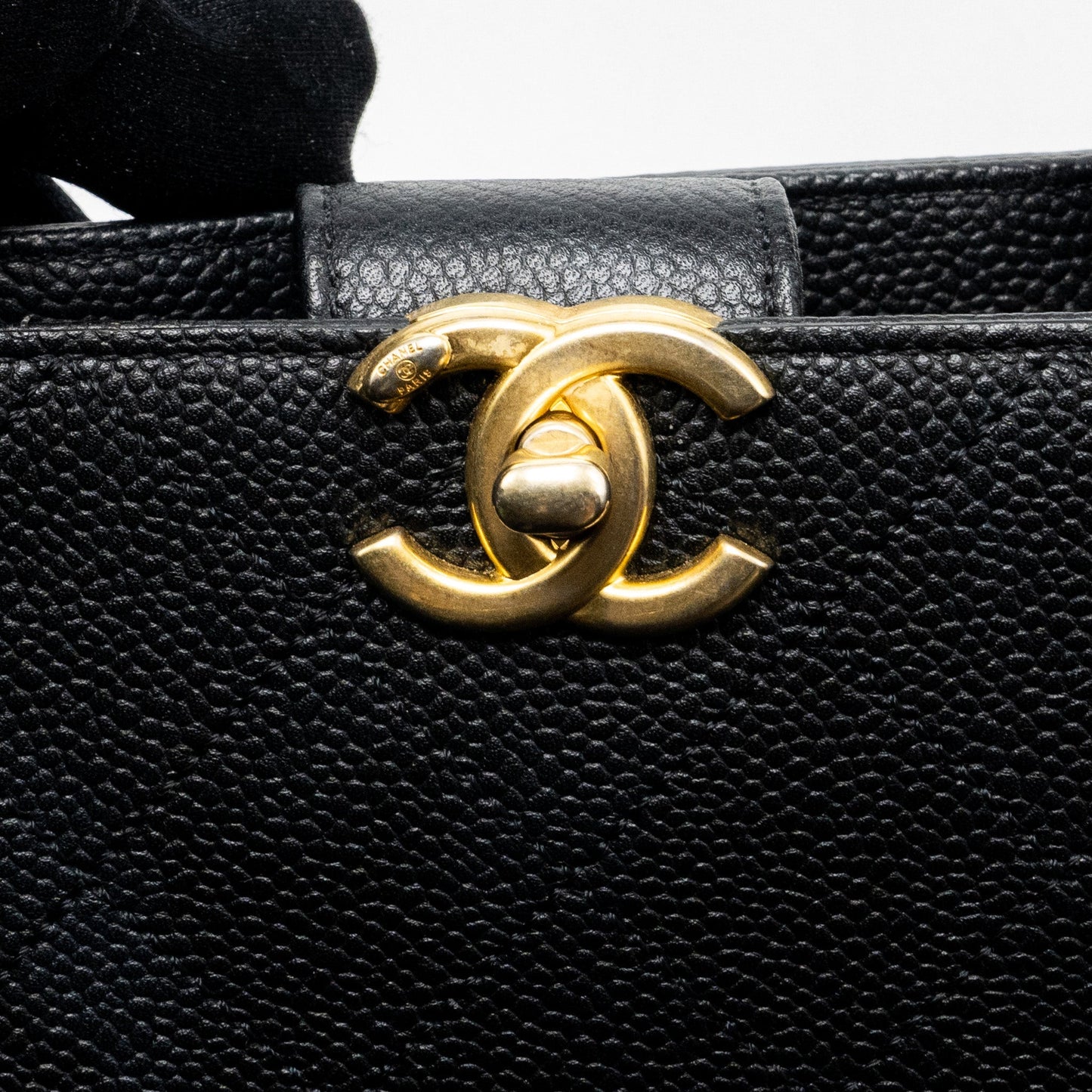 Chanel Chains Tote Bag Caviar Black Brushed