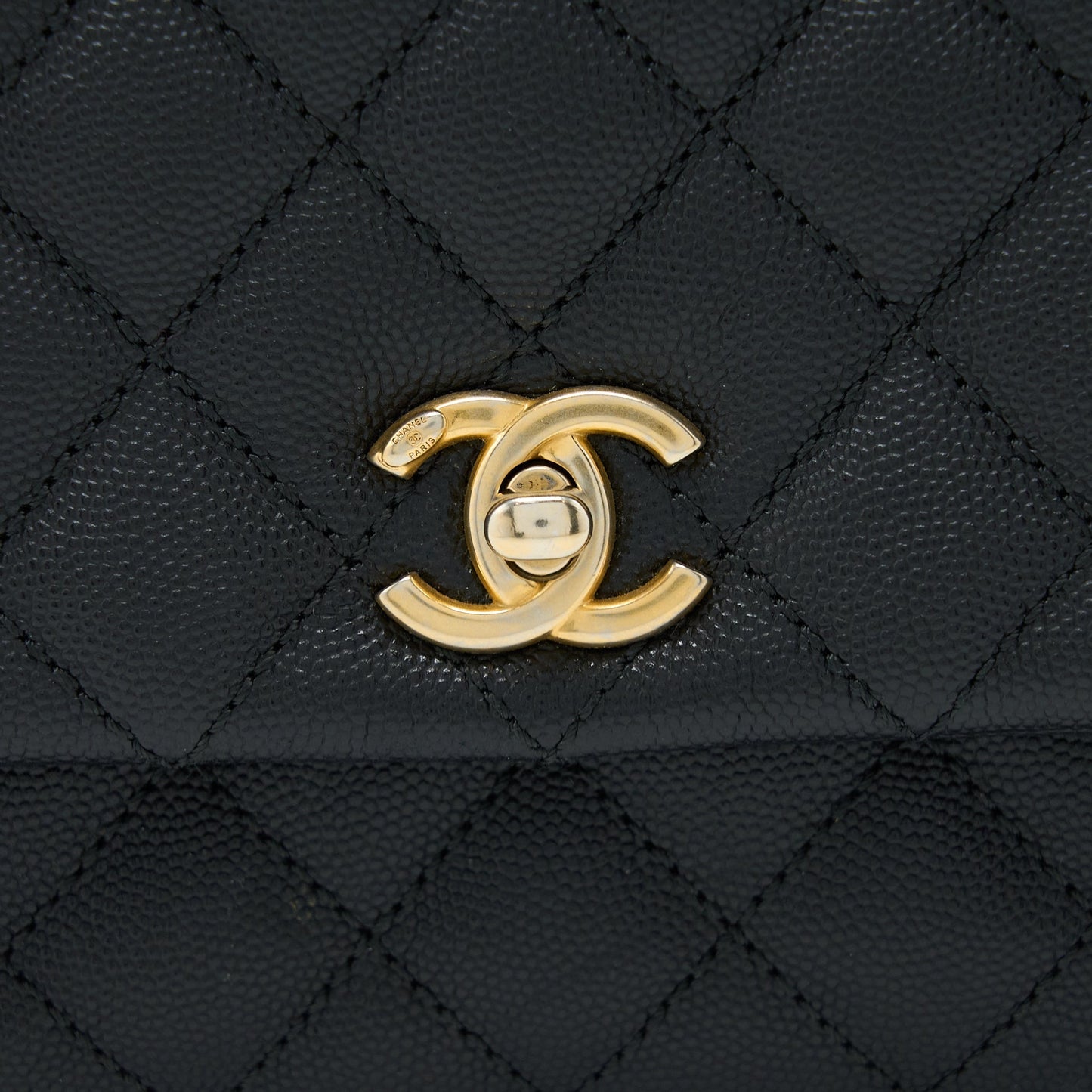 Chanel Small Coco Handle Caviar With Lizard Handle Black