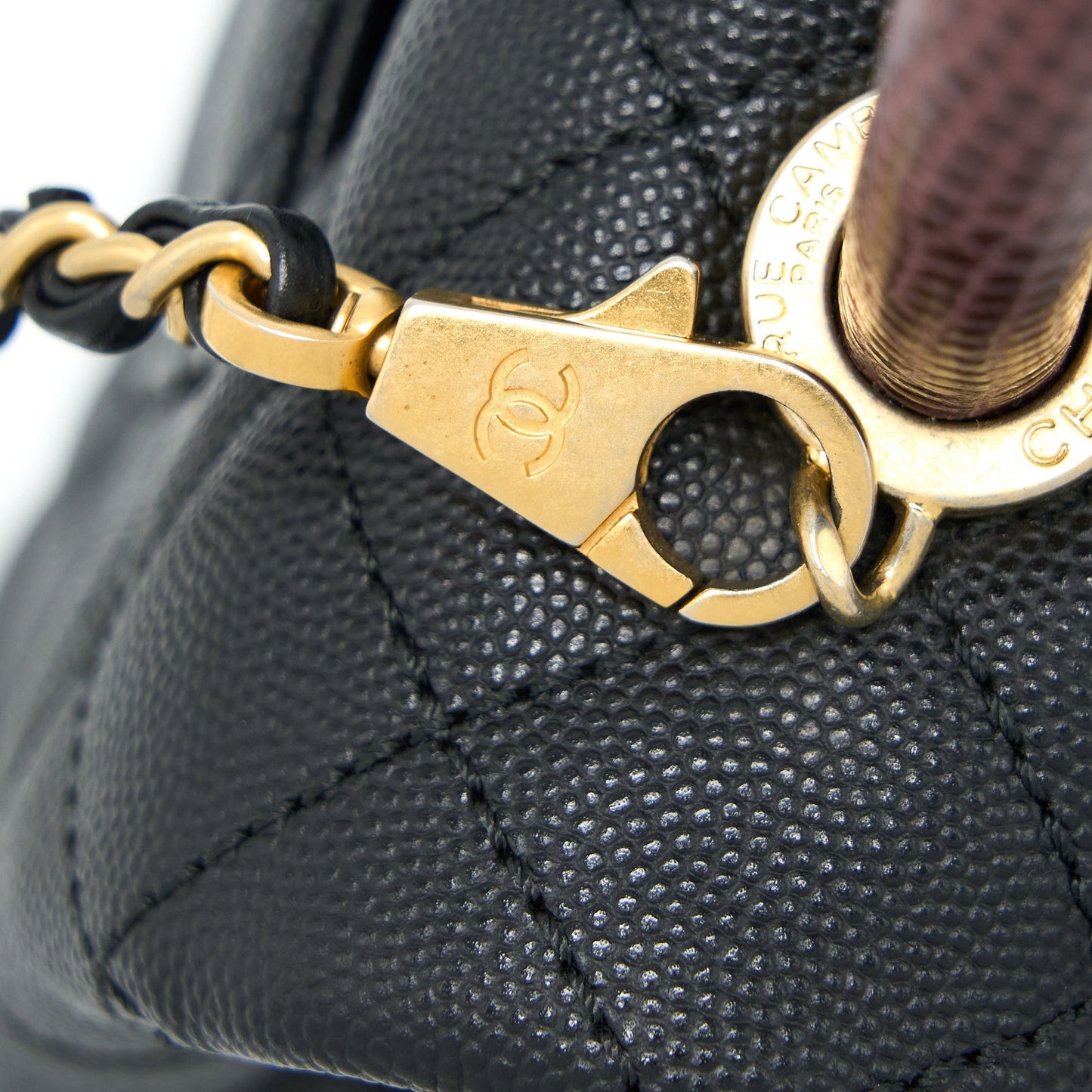 Chanel Small Coco Handle Caviar With Lizard Handle Black