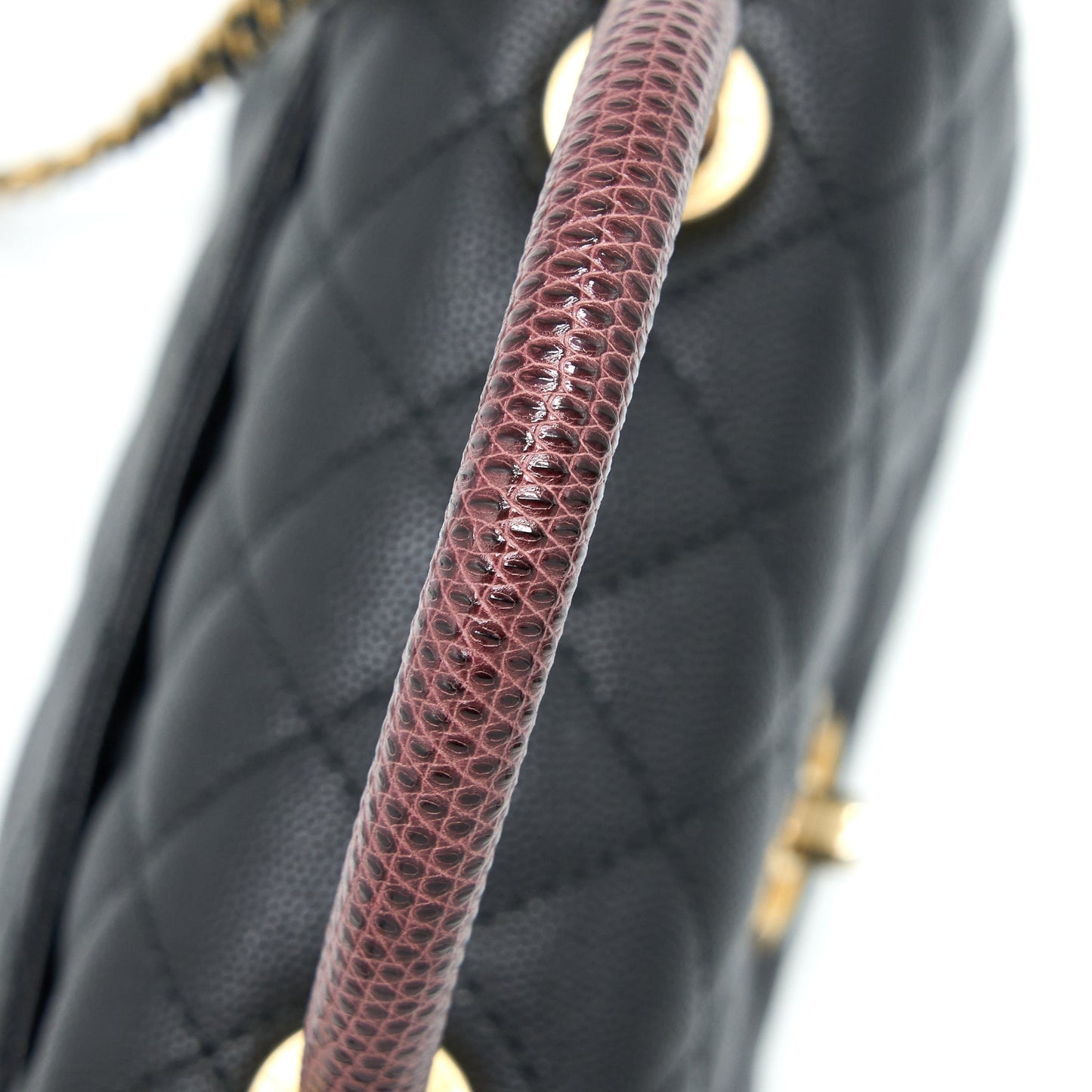 Chanel Small Coco Handle Caviar With Lizard Handle Black