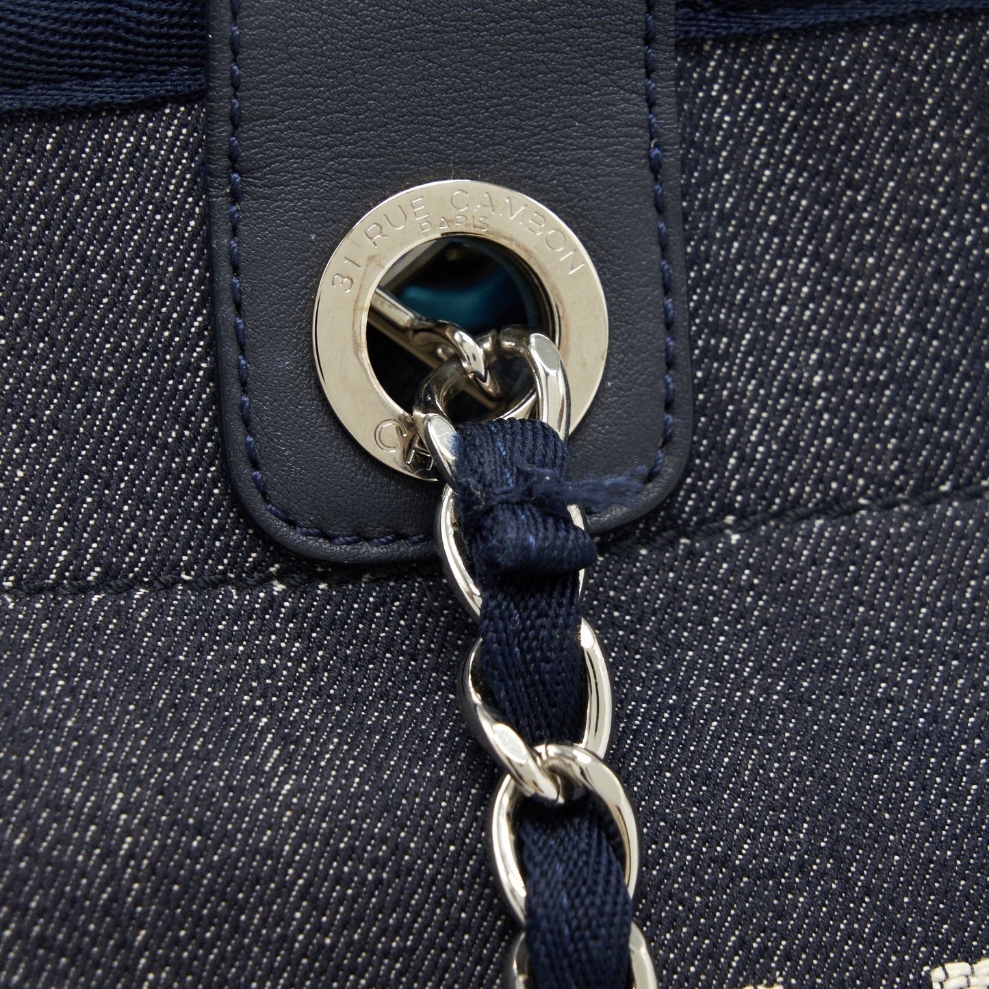 Chanel Large deauville Tote bag Denim Navy