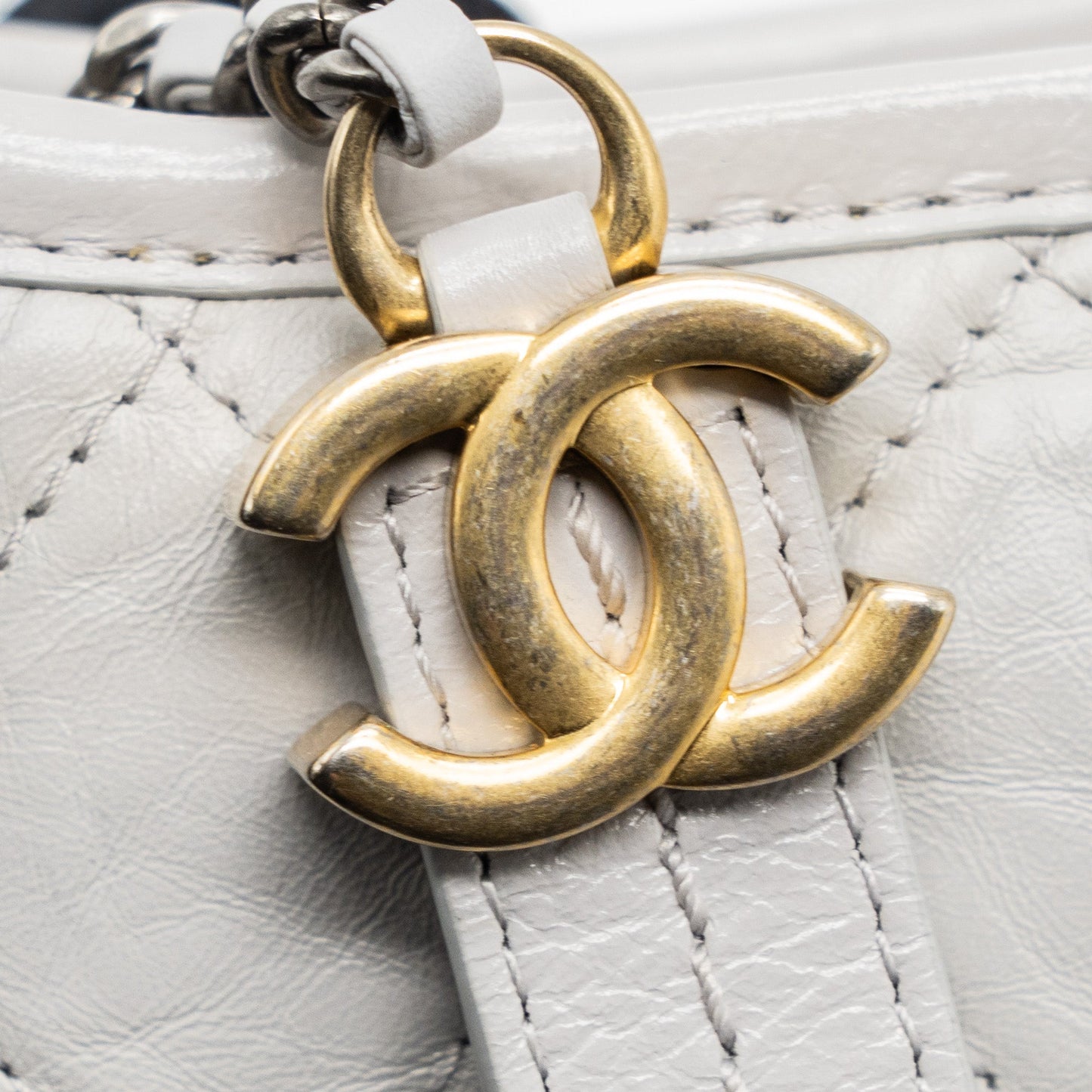 Chanel Small Gabrielle Hobo Bag Aged Calfskin Light Grey