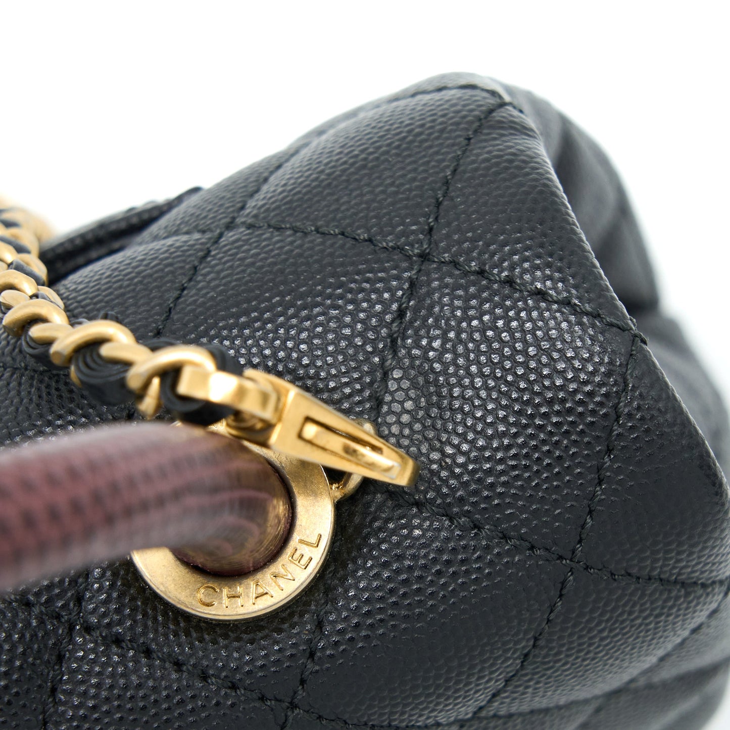 Chanel Small Coco Handle Caviar With Lizard Handle Black