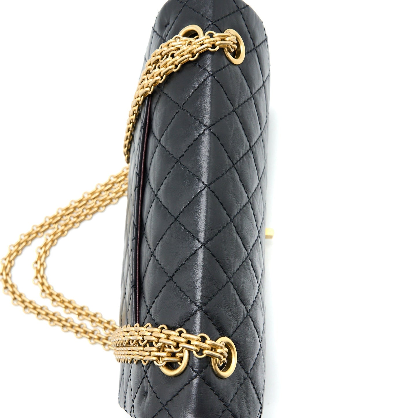 Chanel Small 2.55 Reissue Flap Bag Aged Calfskin Black Brushed  (Microchip)