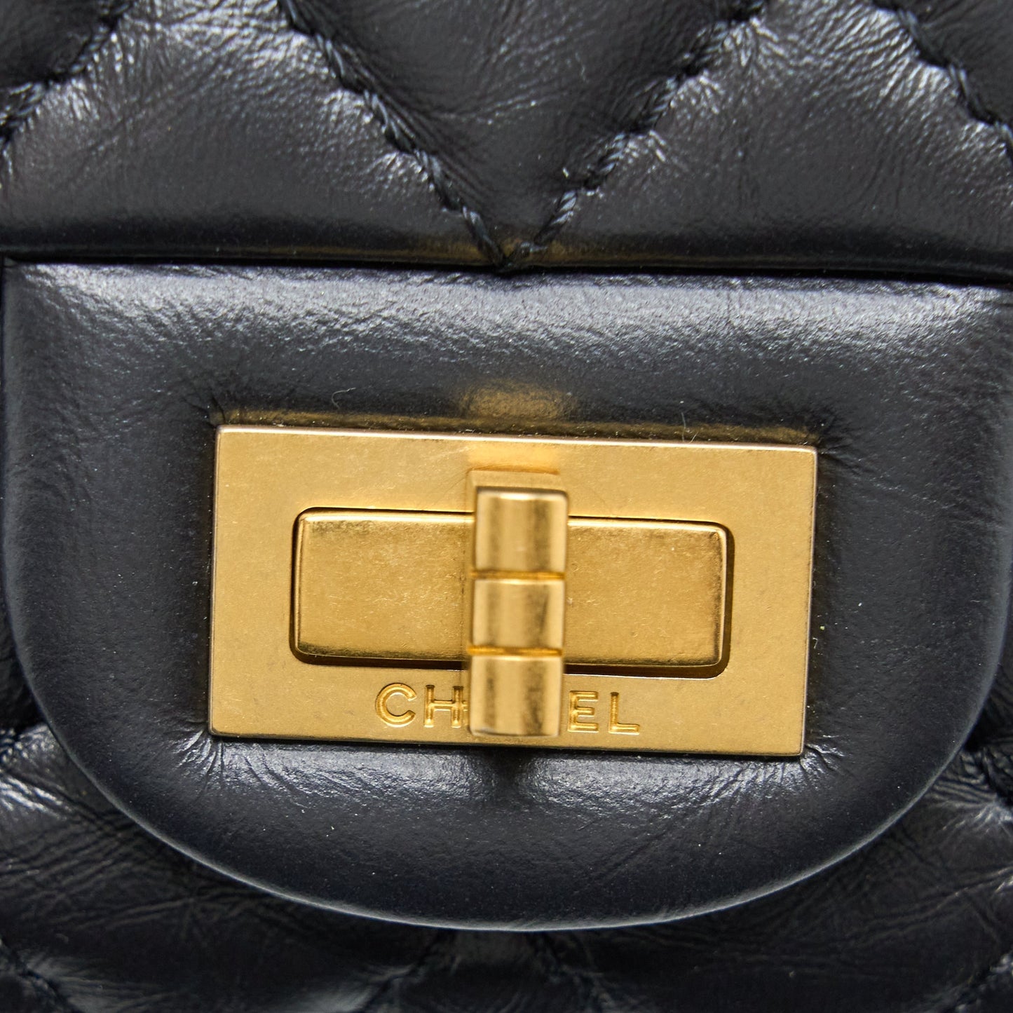 Chanel Small 2.55 Reissue Flap Bag Aged Calfskin Black Brushed  (Microchip)