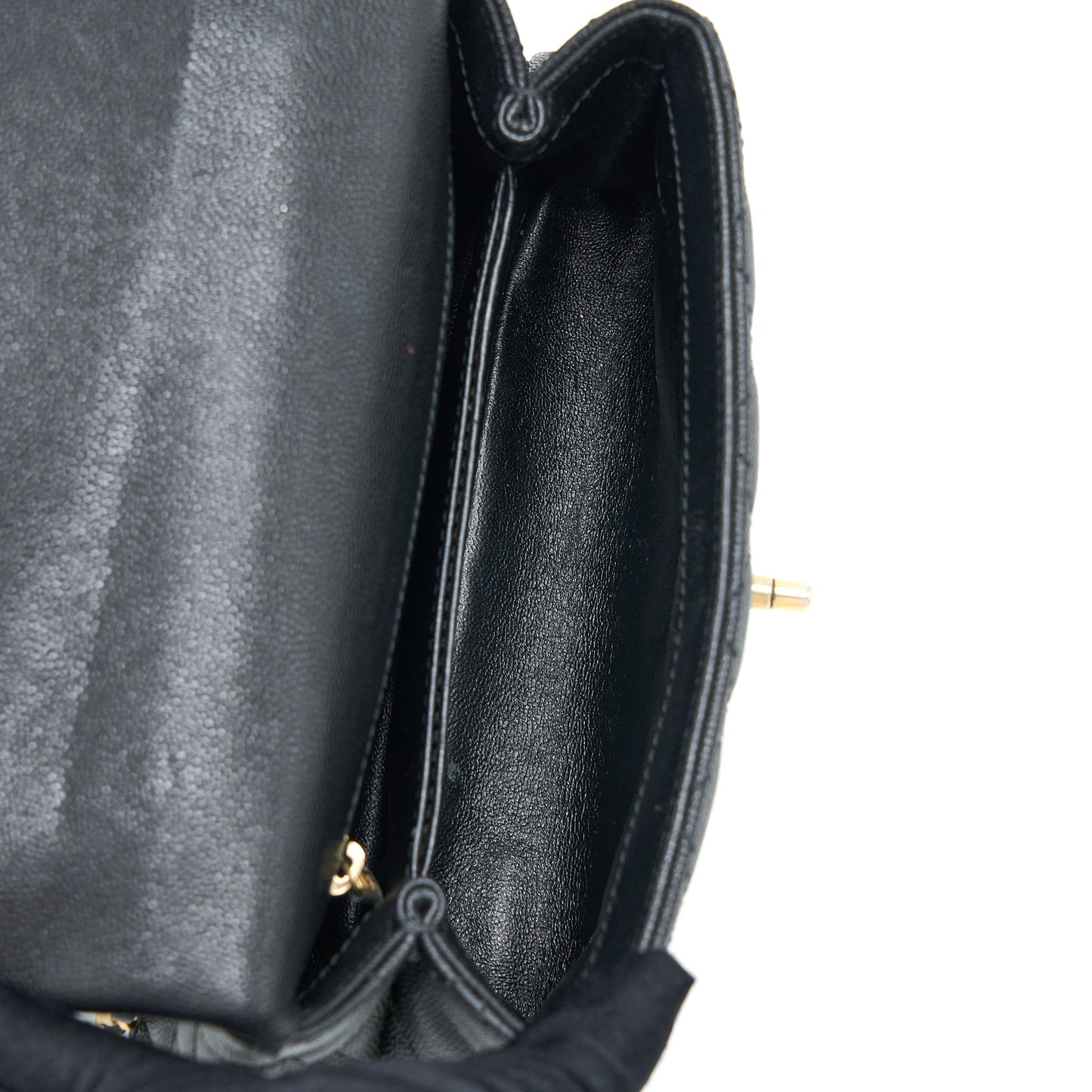 Chanel Small Coco Handle Caviar With Lizard Handle Black