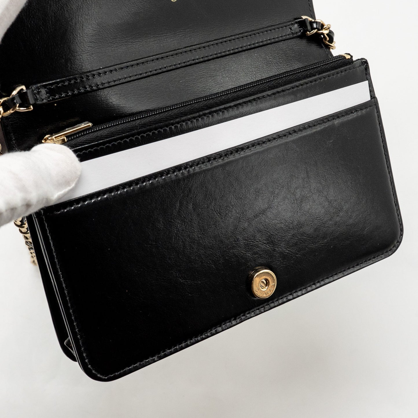Chanel 24c 31 Wallet On Chain Shiny Calfskin Black L (Microchip)