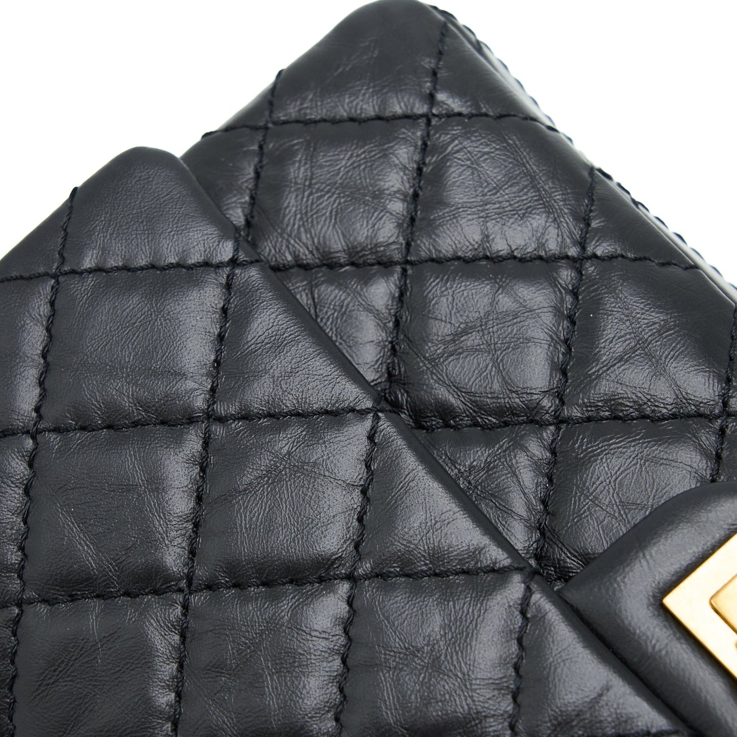 Chanel Small 2.55 Reissue Flap Bag Aged Calfskin Black Brushed  (Microchip)