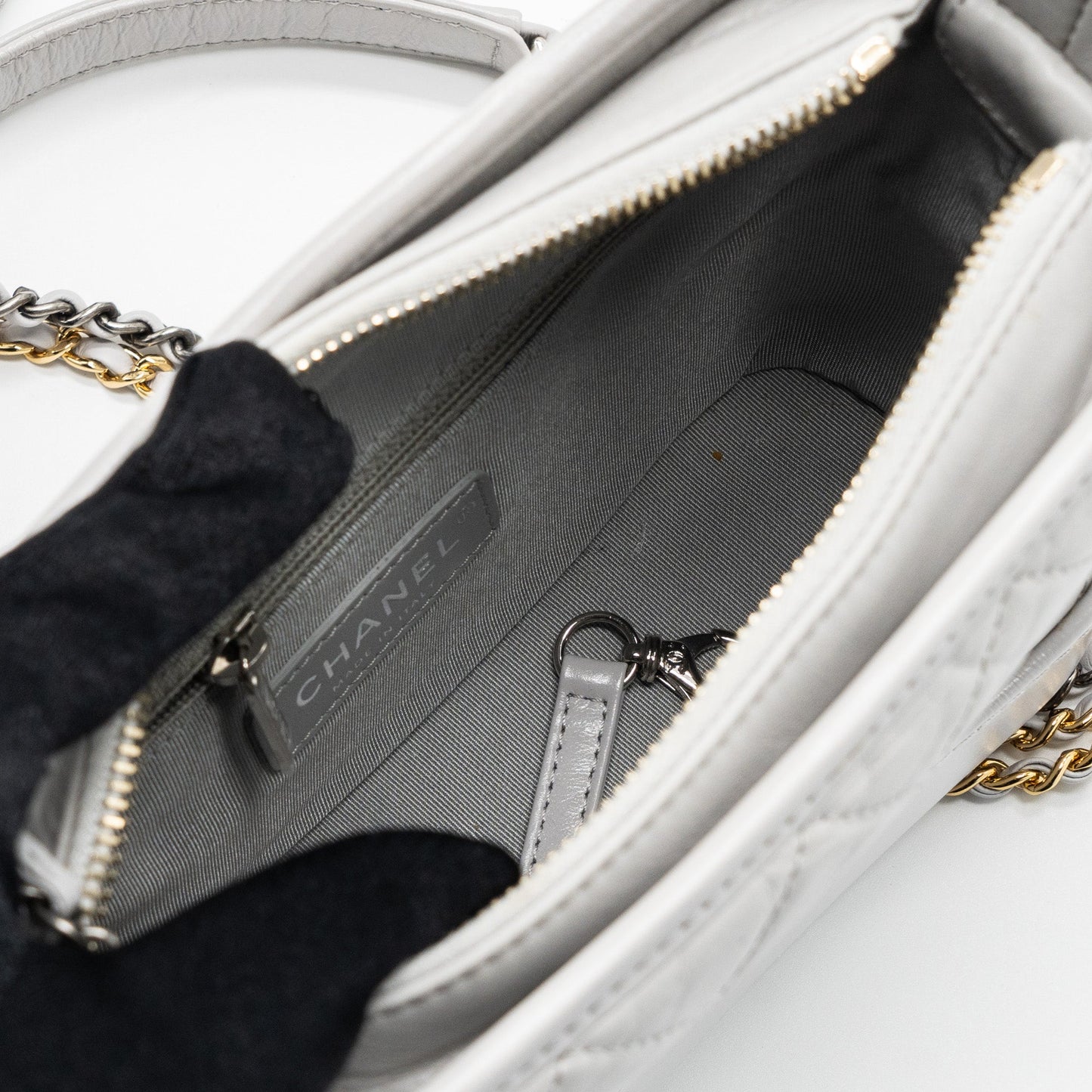 Chanel Small Gabrielle Hobo Bag Aged Calfskin Light Grey