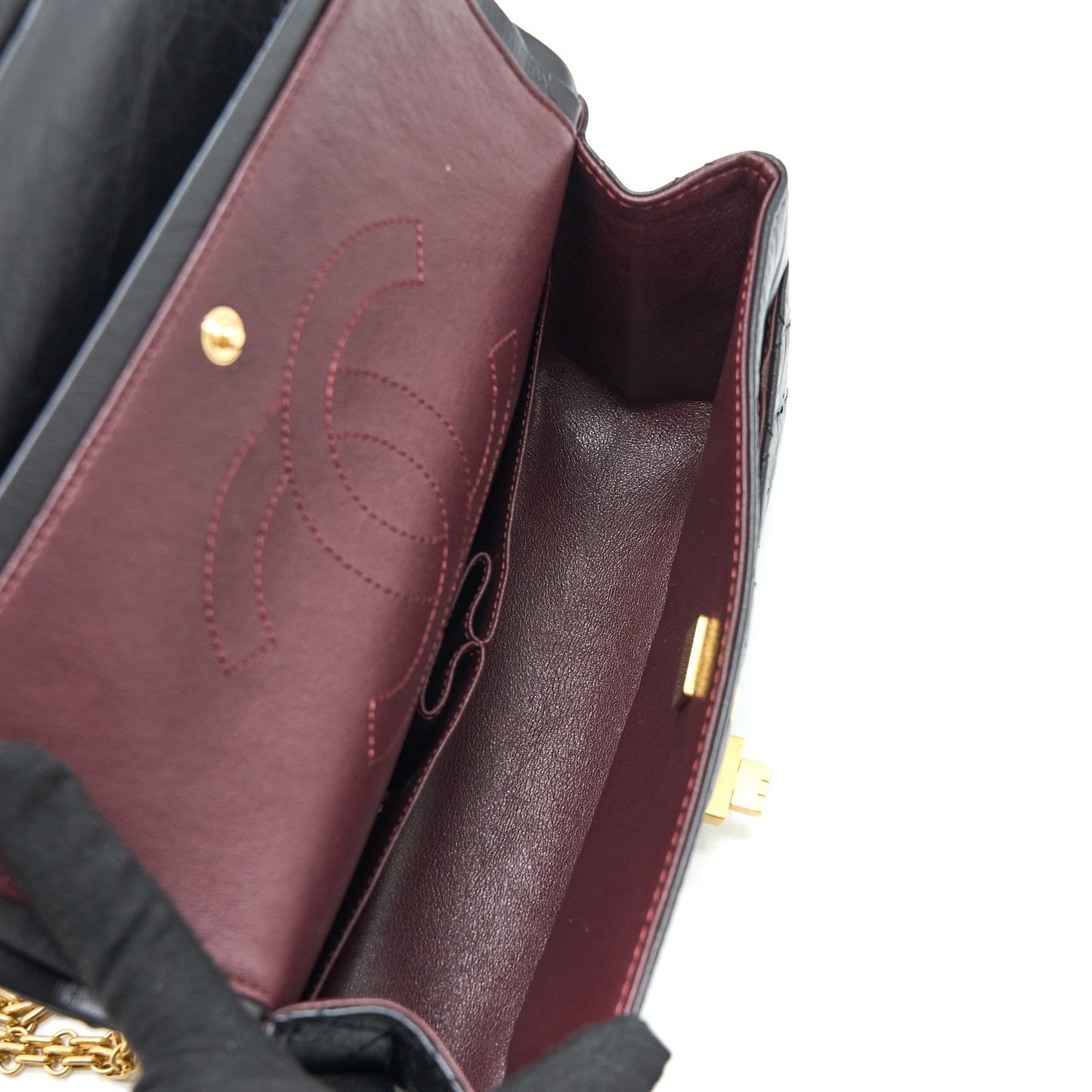 Chanel Small 2.55 Reissue Flap Bag Aged Calfskin Black Brushed  (Microchip)