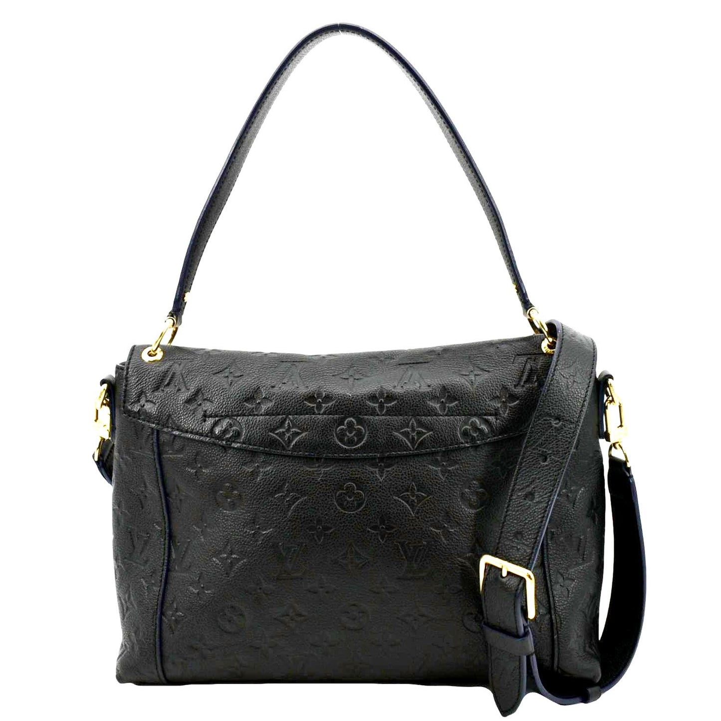 LOUIS VUITTON Blanche MM Empreinte Leather Shoulder Bag Black