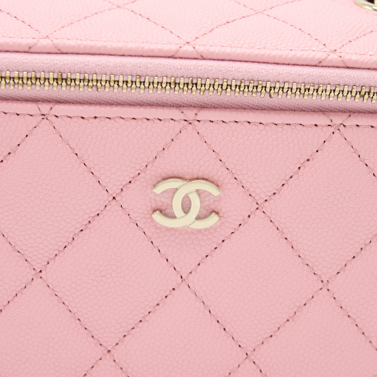 Chanel Long Vanity With Chain Caviar Pink L