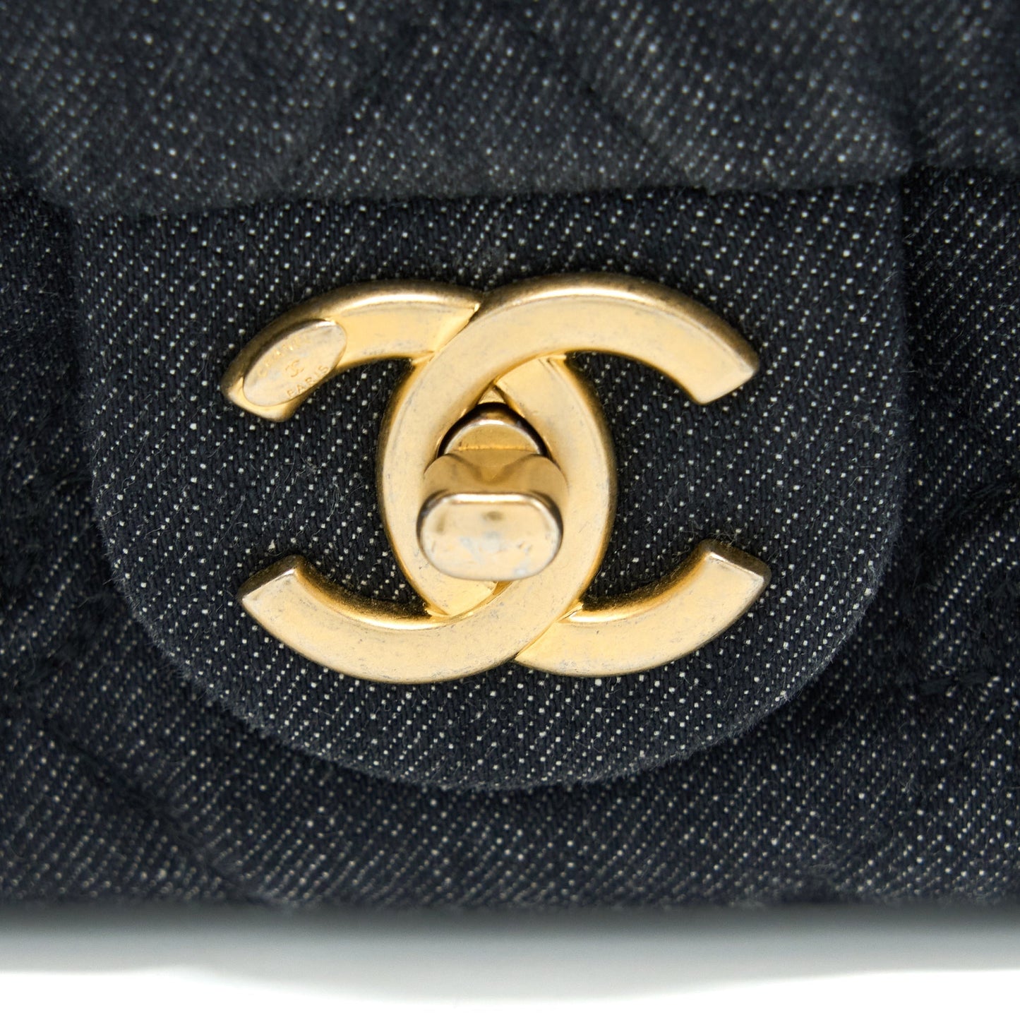 Chanel Flap Shoulder Bag with Giant Chain Denim Dark Blue Brushed  (Microchip)