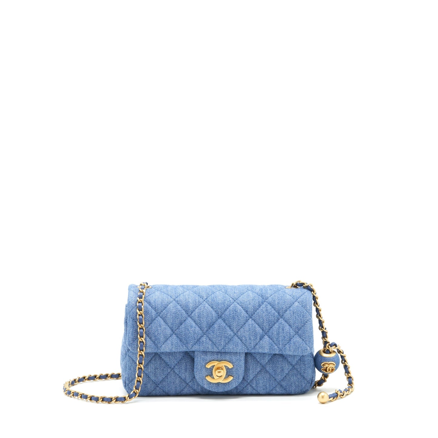 Chanel 21K Pearl Crush Mini Rectangular Flap Bag Denim
