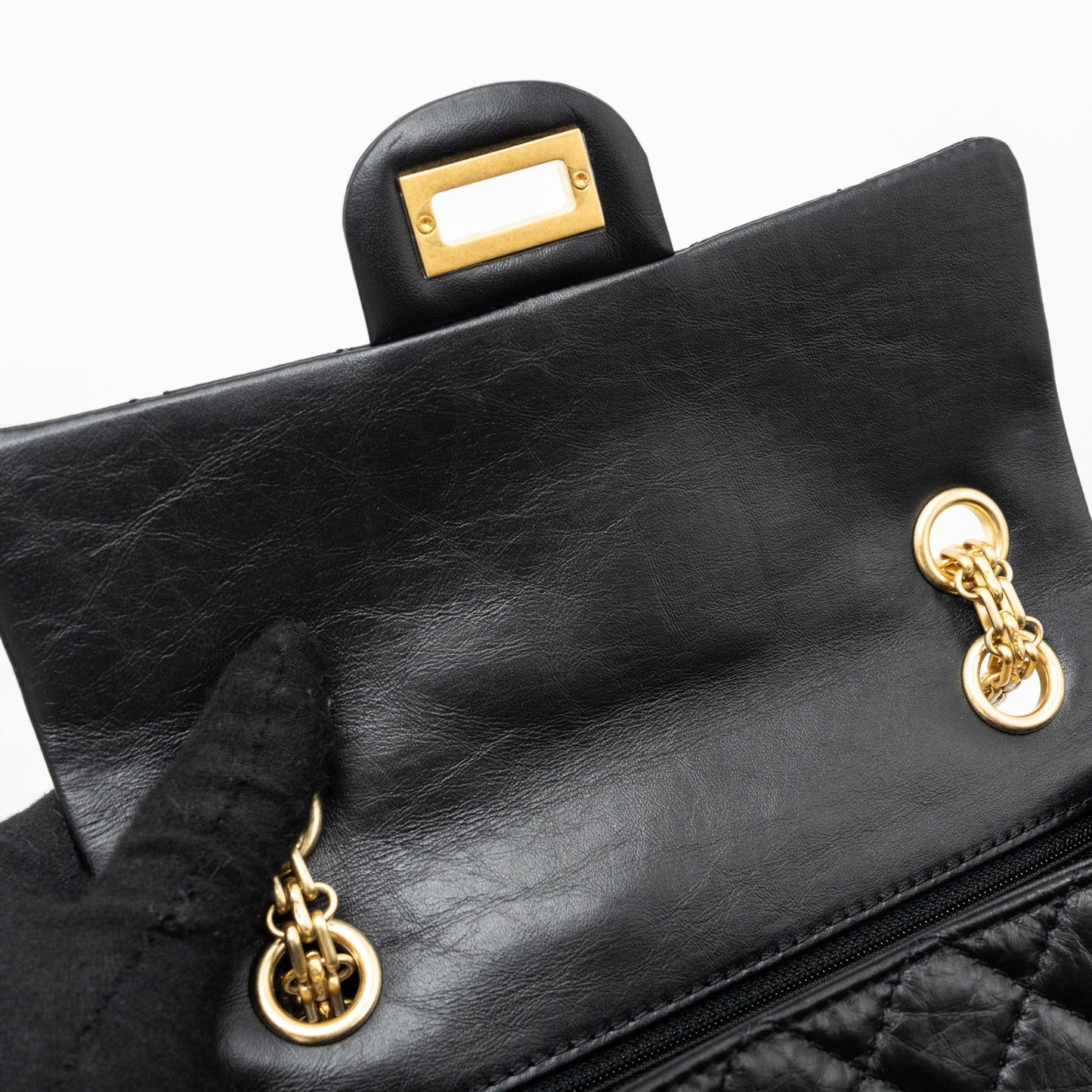 Chanel Mini 2.55 Reissue Flap Bag Aged Calfskin Black  (Microchip)