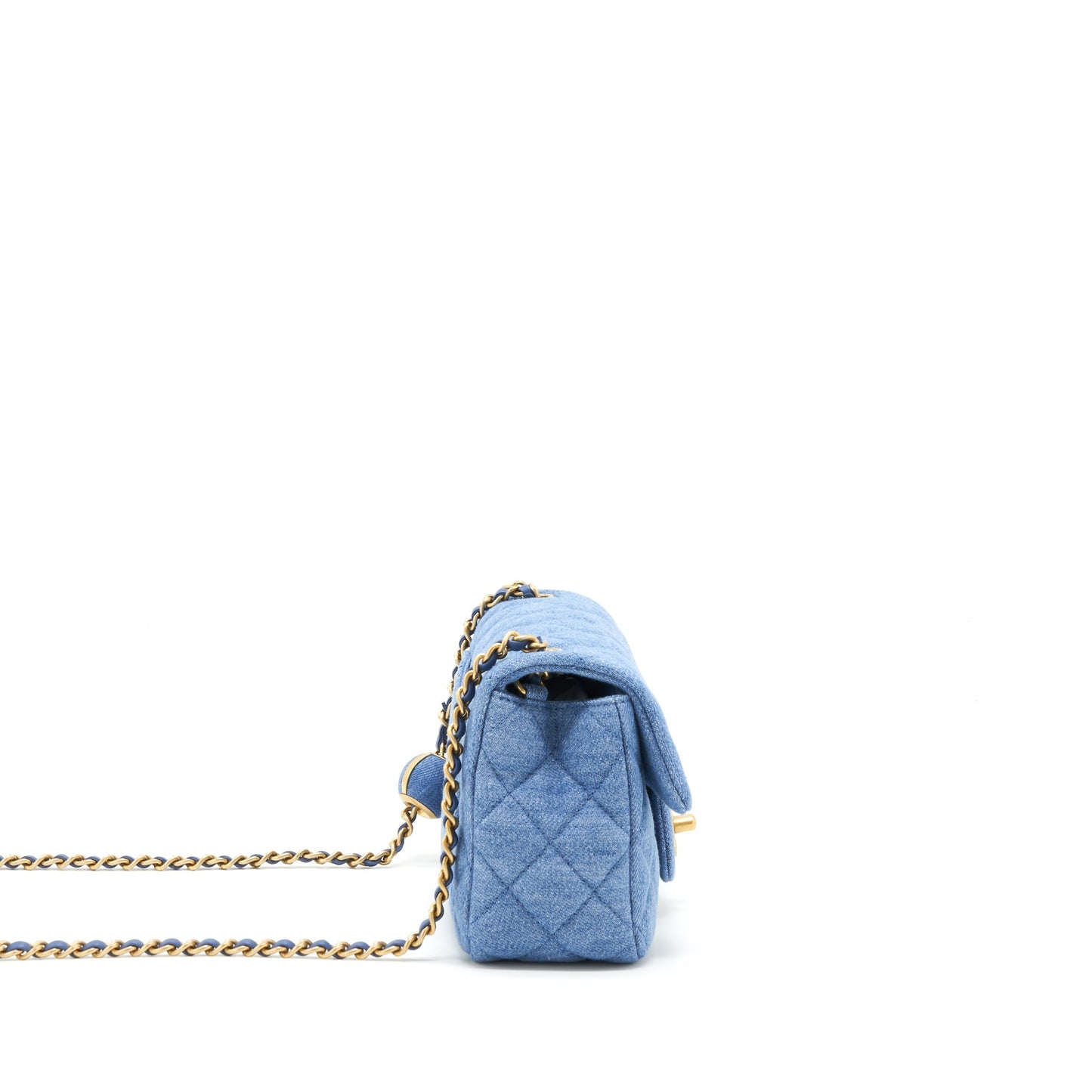 Chanel 21K Pearl Crush Mini Rectangular Flap Bag Denim
