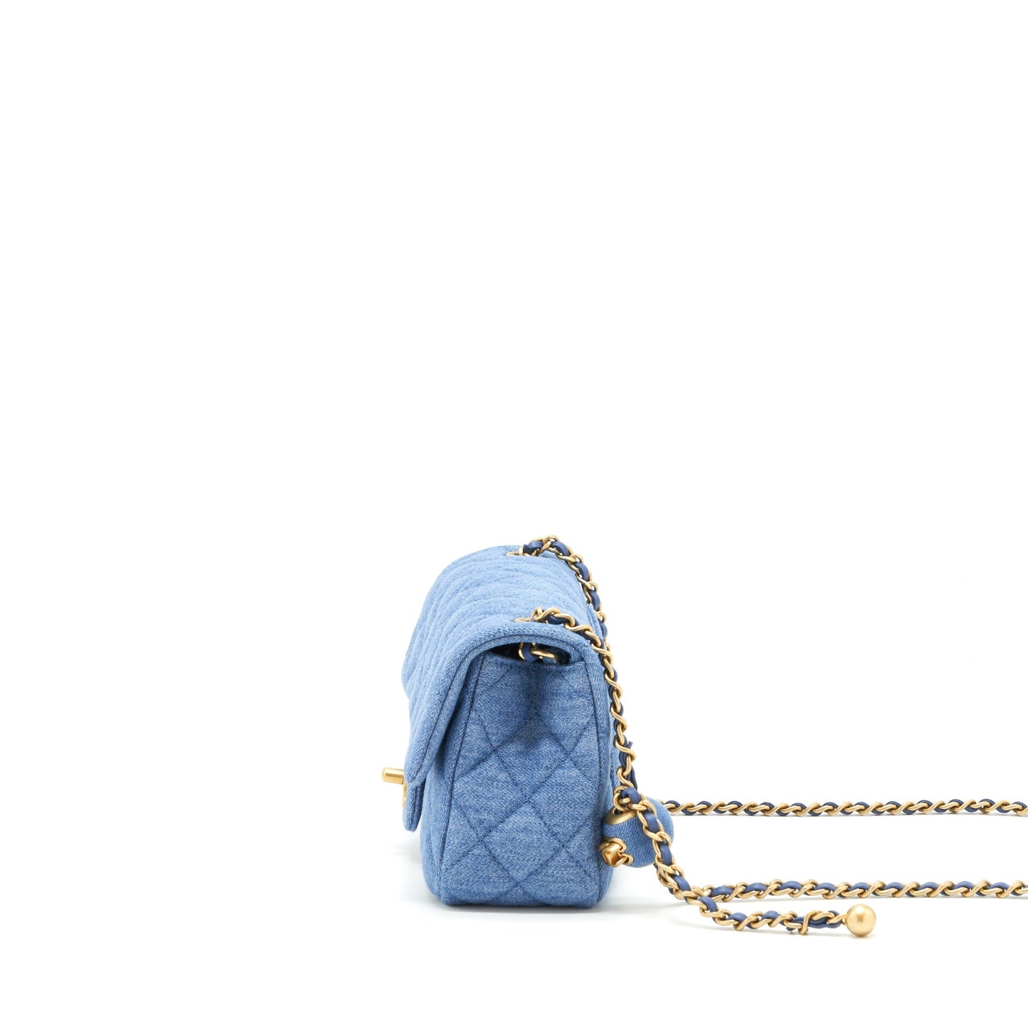Chanel 21K Pearl Crush Mini Rectangular Flap Bag Denim