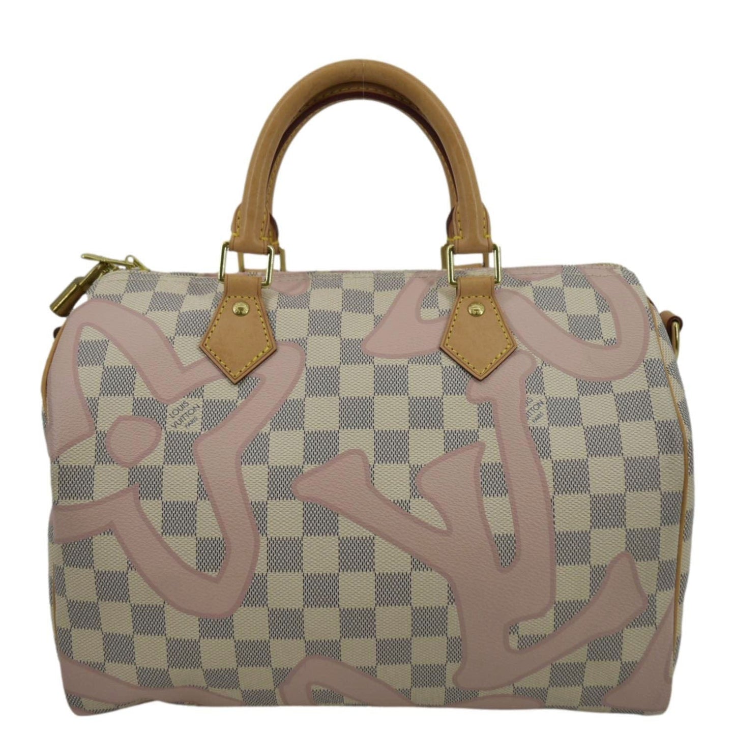 LOUIS VUITTON Tahitienne  30 Damier Azur Satchel Bag Rose Ballerine