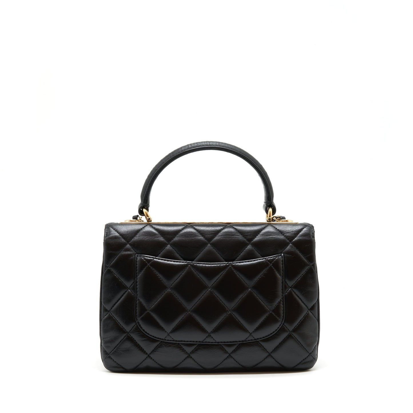 Chanel Small Trendy CC Flap Bag With Top Handle Lambskin Black L
