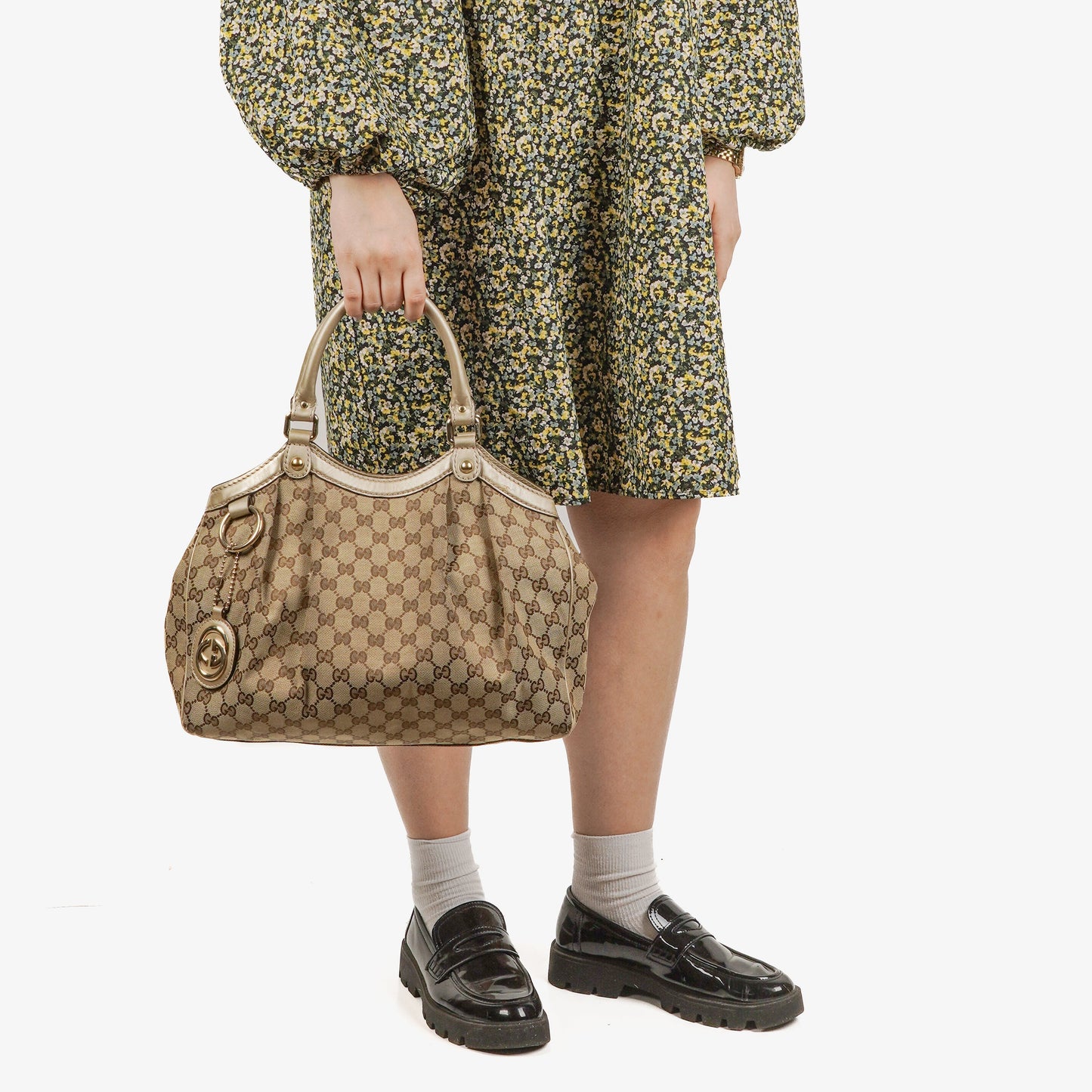 Gucci GG Canvas/Leather Sukey Medium Tote Bag