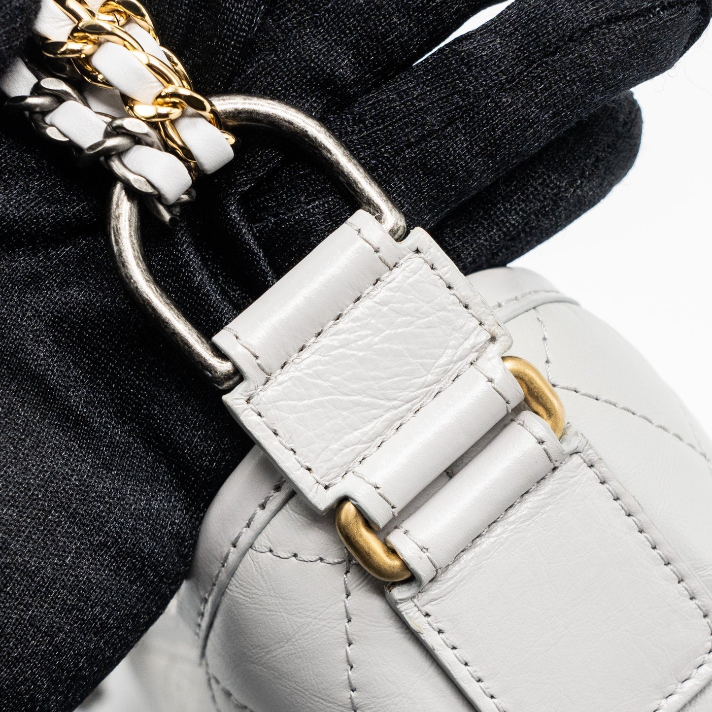 Chanel Small Gabrielle Hobo Bag Aged Calfskin Light Grey