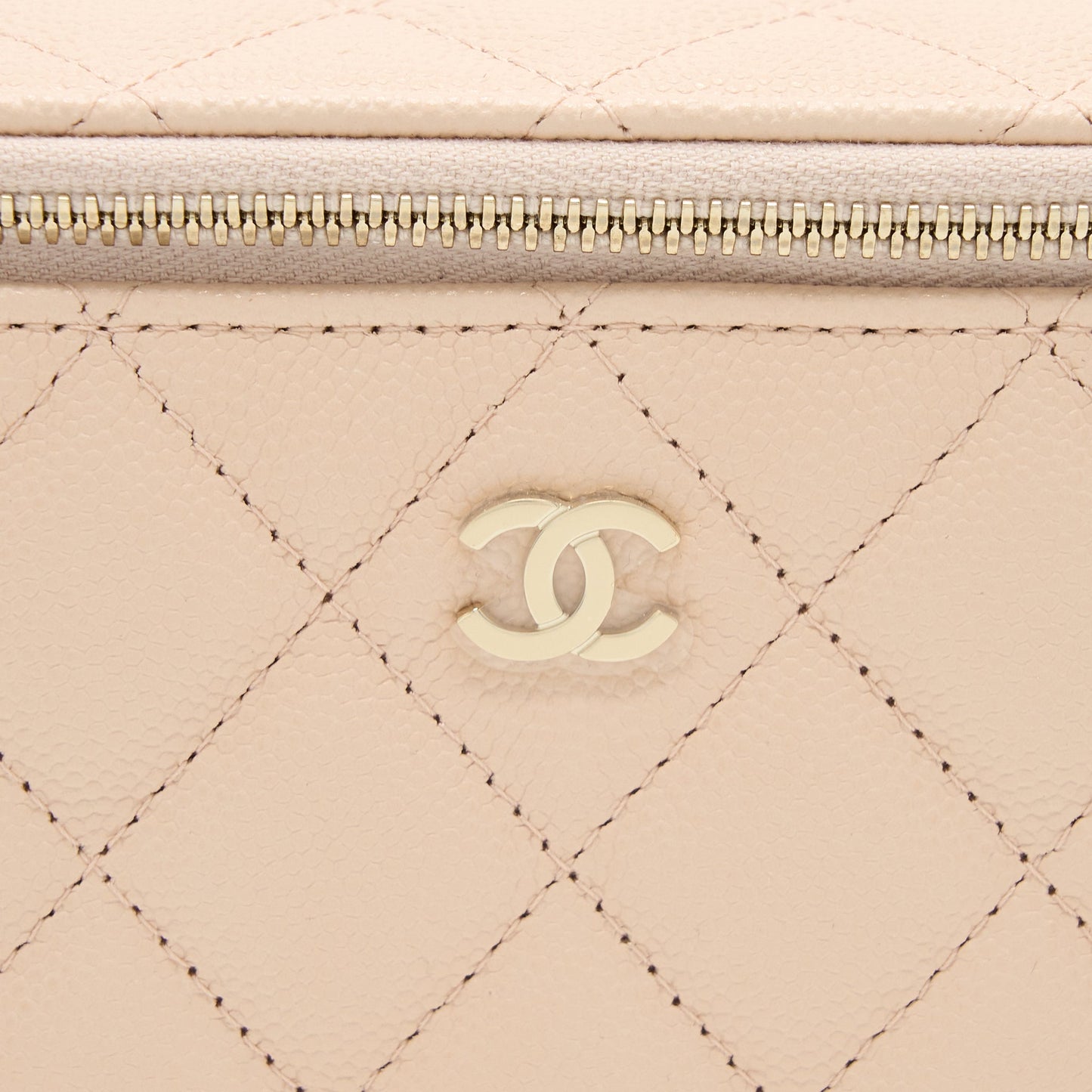 Chanel Long Vanity With Chain Caviar Beige L