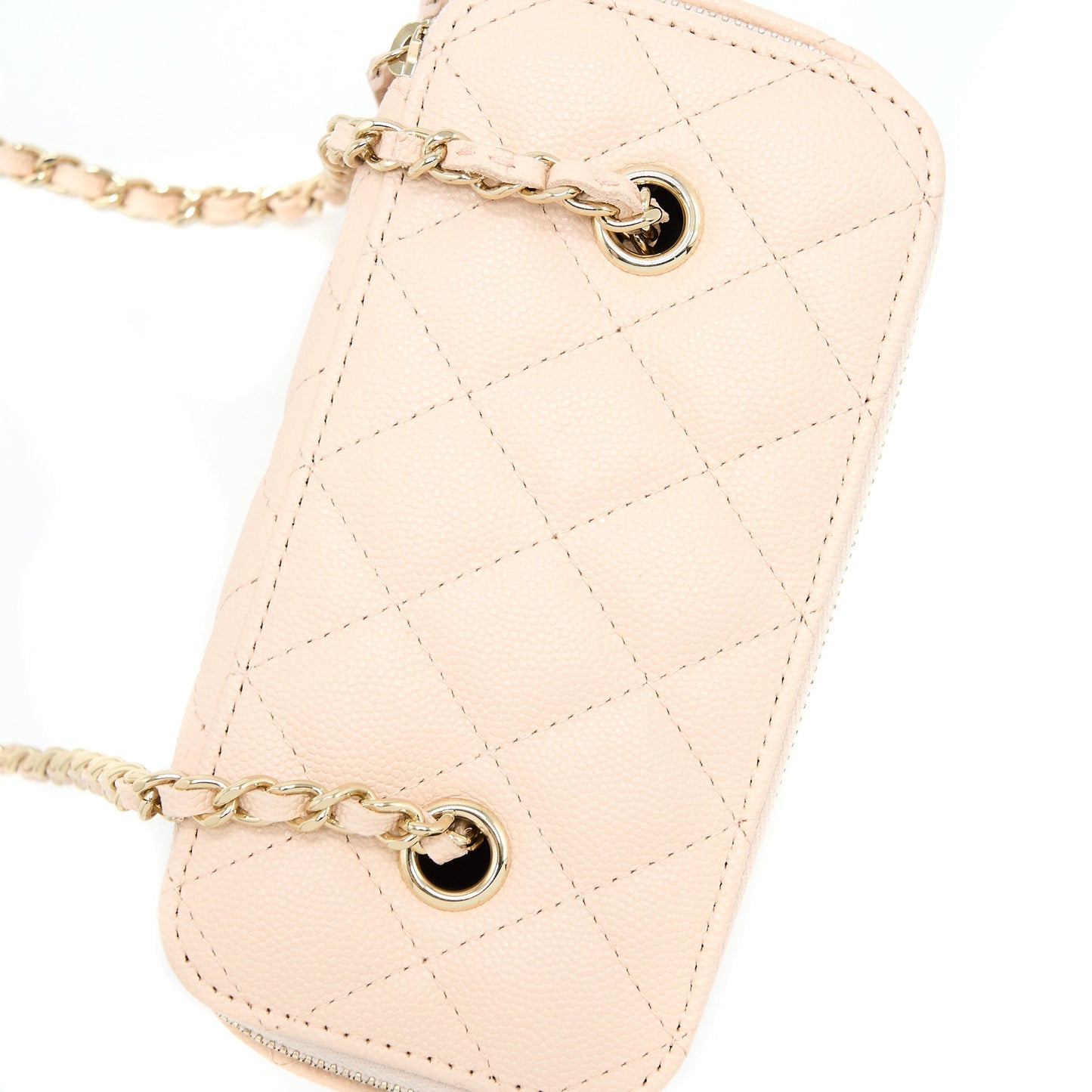 Chanel Long Vanity With Chain Caviar Beige L