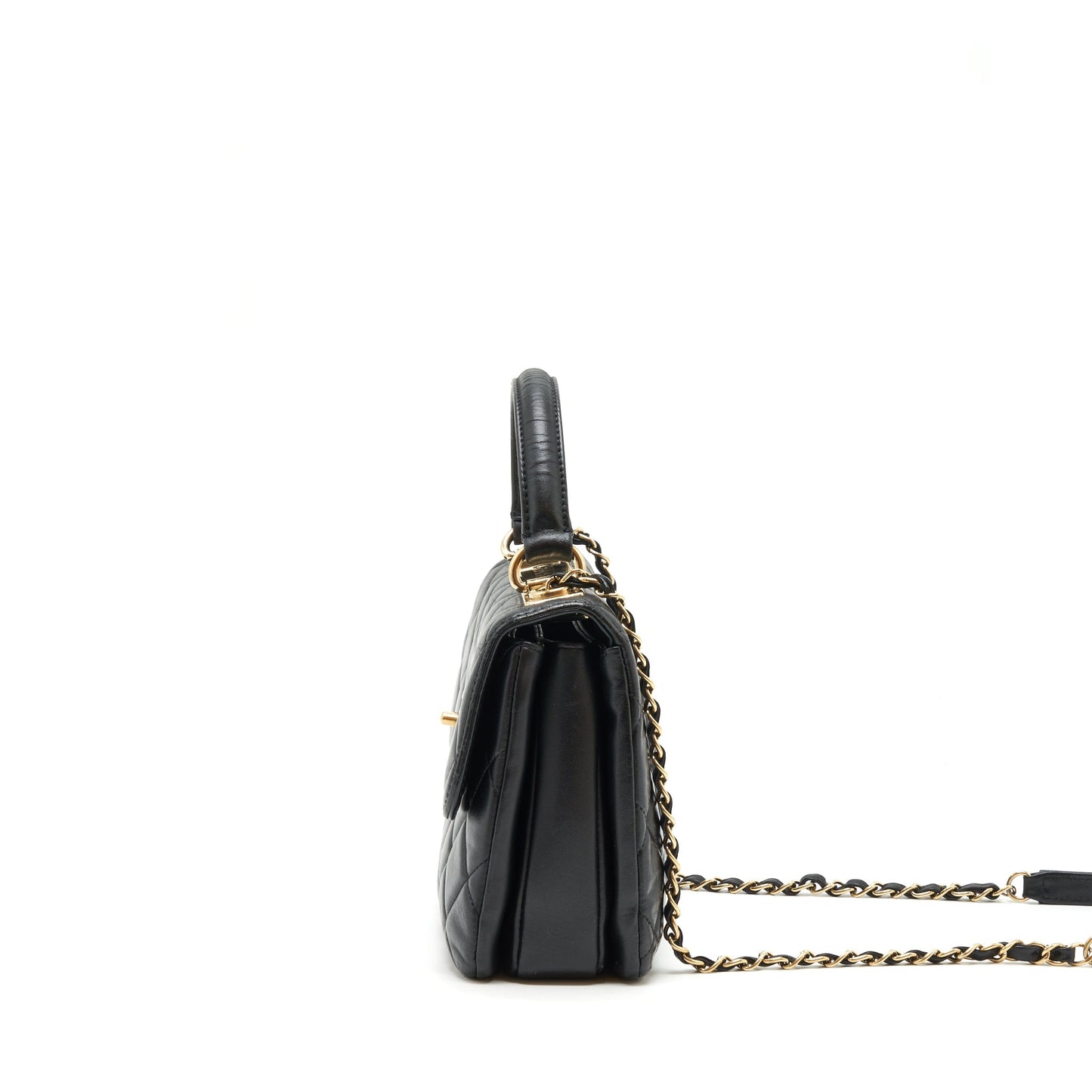 Chanel Small Trendy CC Flap Bag With Top Handle Lambskin Black L