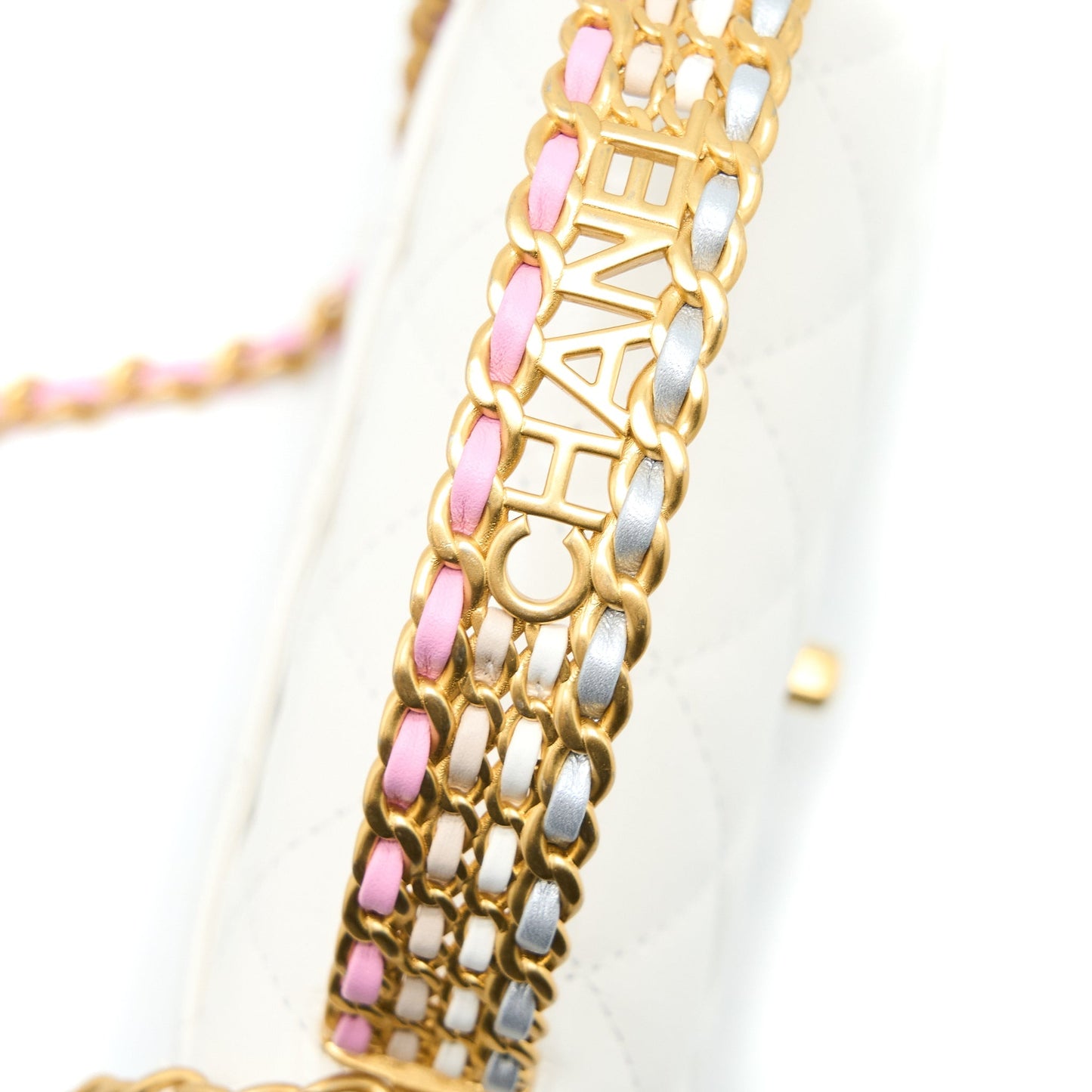 Chanel 23P Top Handle Wallet on Chain Calfskin White/Multicolour Brushed  (Microchip)