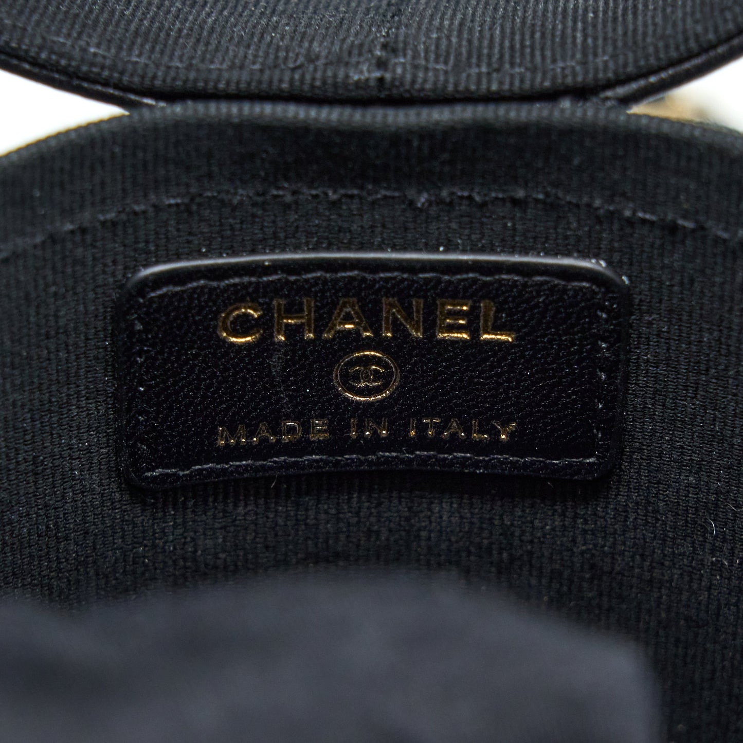 Chanel Round Vanity Case With Chain Lambskin Black L