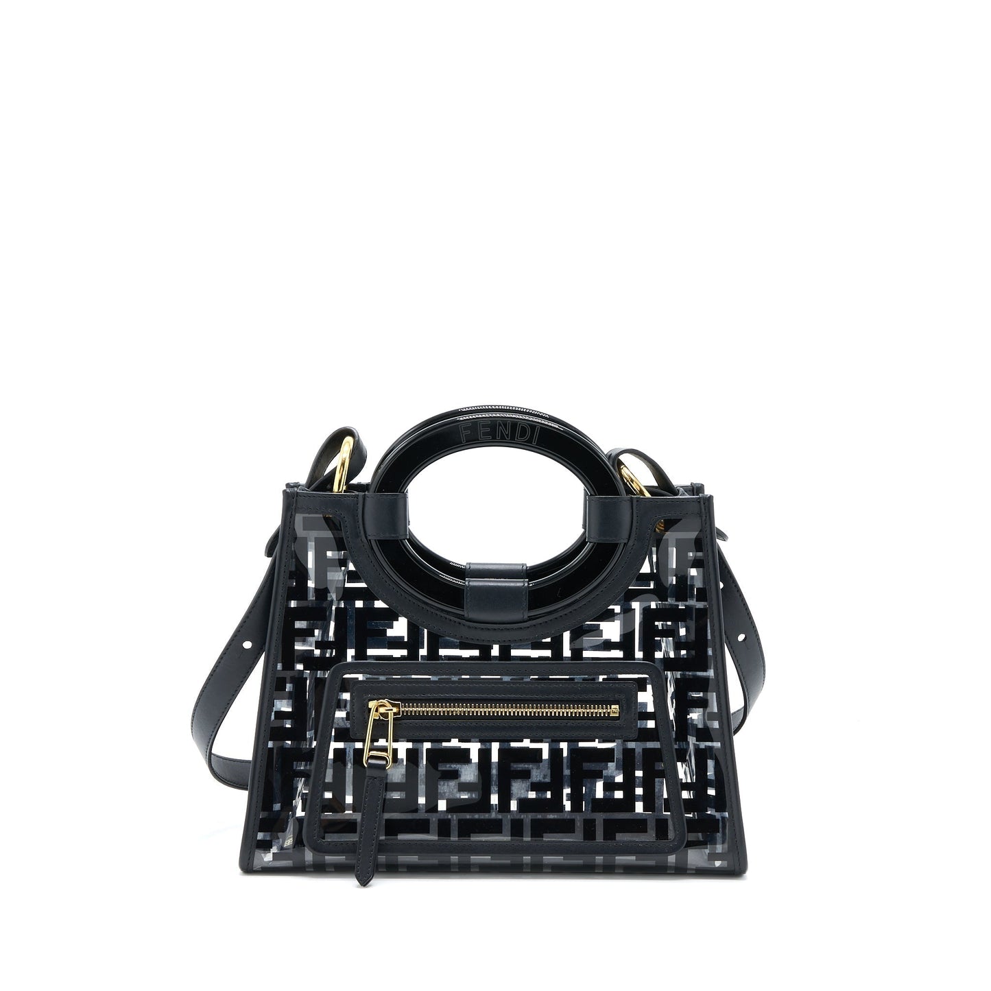 Fendi Transparent Small Runaway Tote /Leather Black