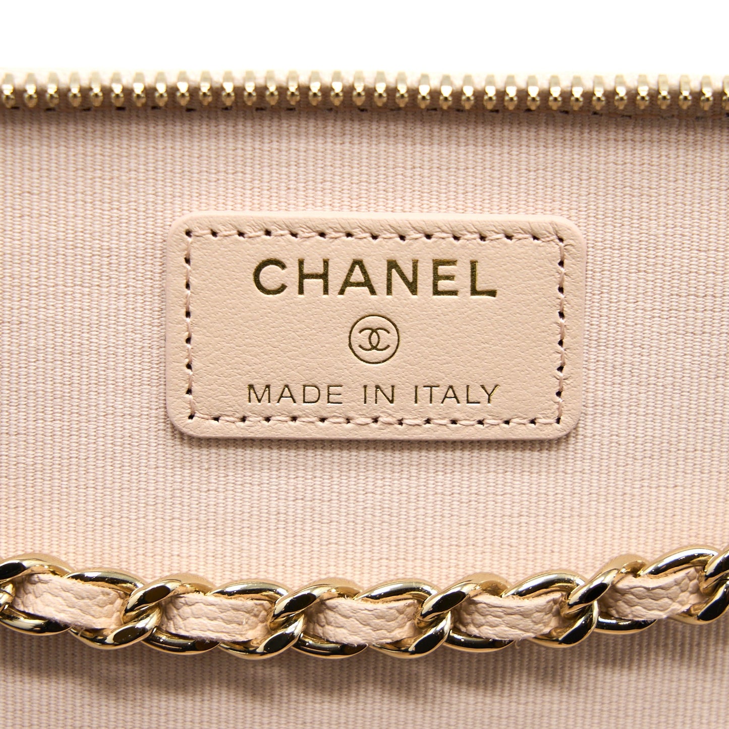 Chanel Long Vanity With Chain Caviar Beige L