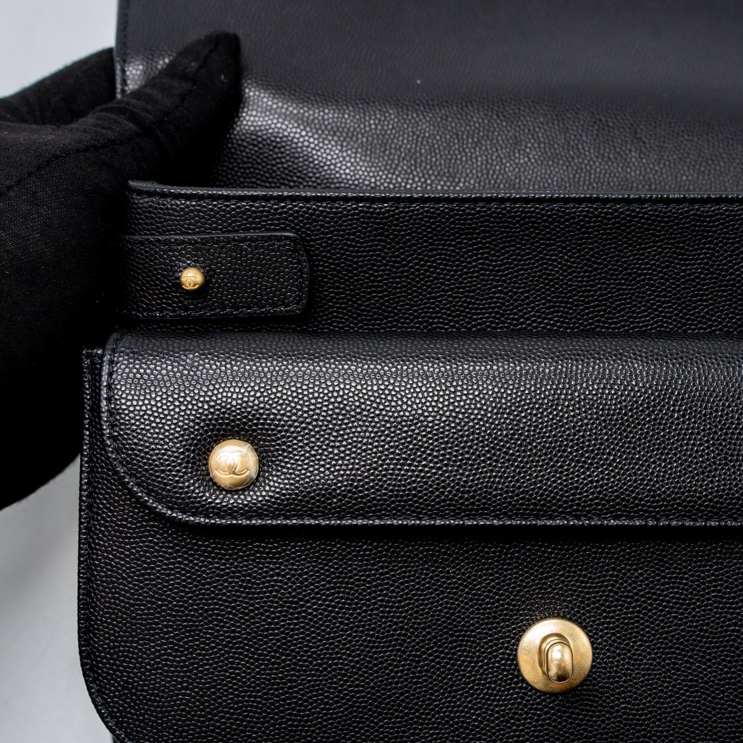 Chanel Messenger Bag Caviar Black Brushed  (Microchip)