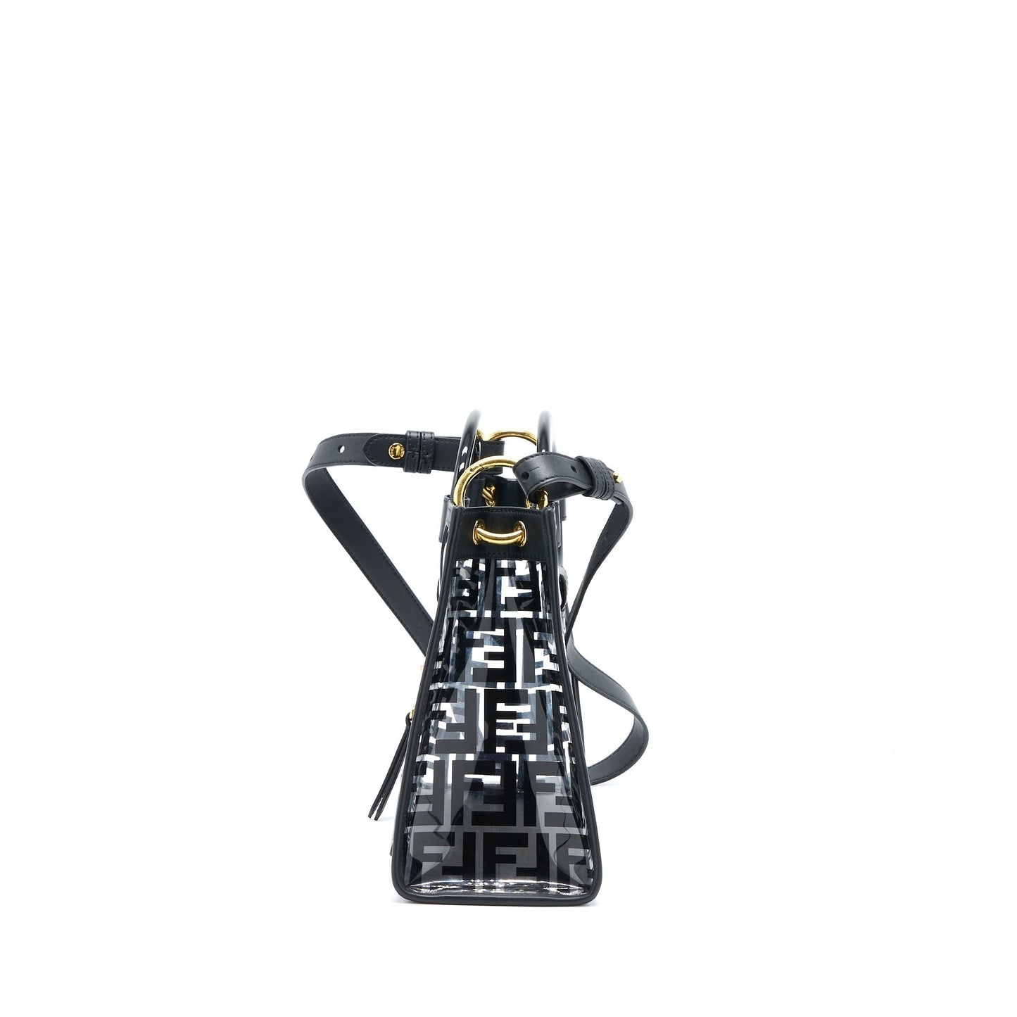 Fendi Transparent Small Runaway Tote /Leather Black