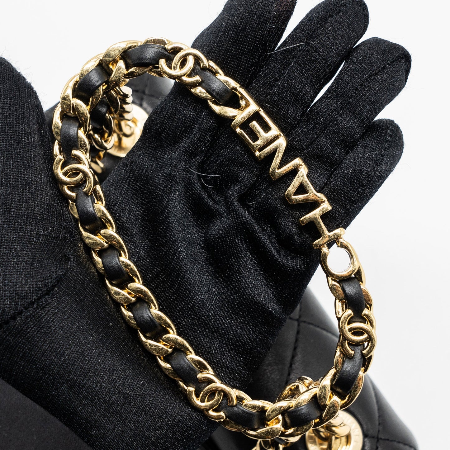 Chanel Round Handle Mini Square Crossbody Bag Lambskin Brushed (Microchip)