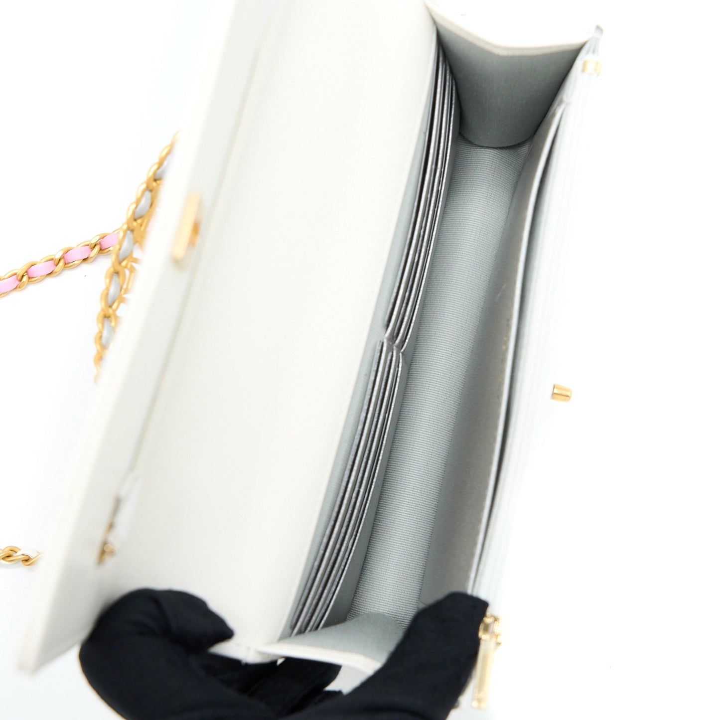 Chanel 23P Top Handle Wallet on Chain Calfskin White/Multicolour Brushed  (Microchip)