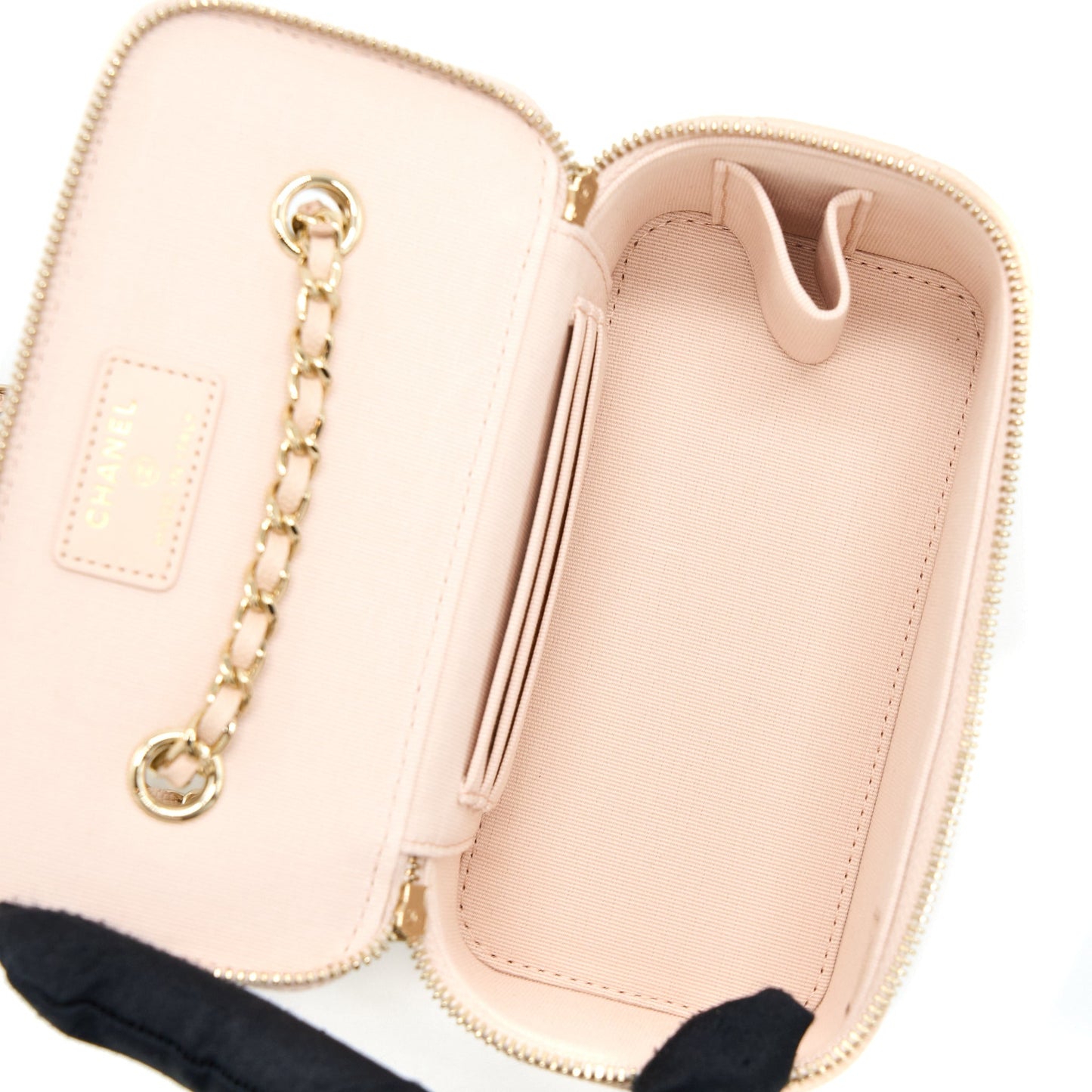 Chanel Long Vanity With Chain Caviar Beige L