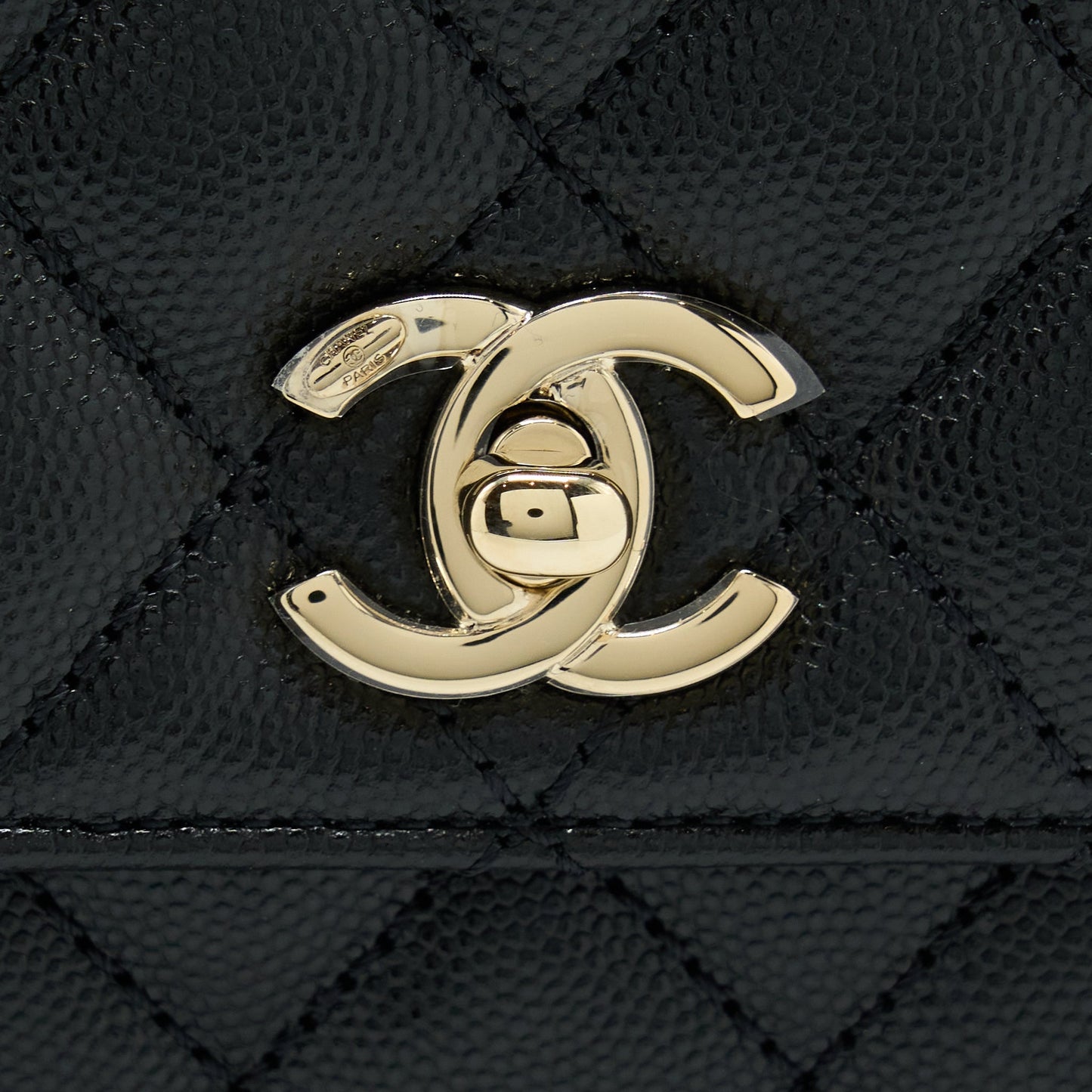 Chanel Small Coco Handle Caviar Black L .