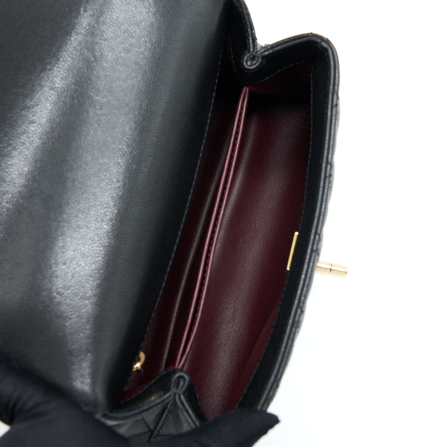 Chanel Small Coco Handle Caviar Black L .