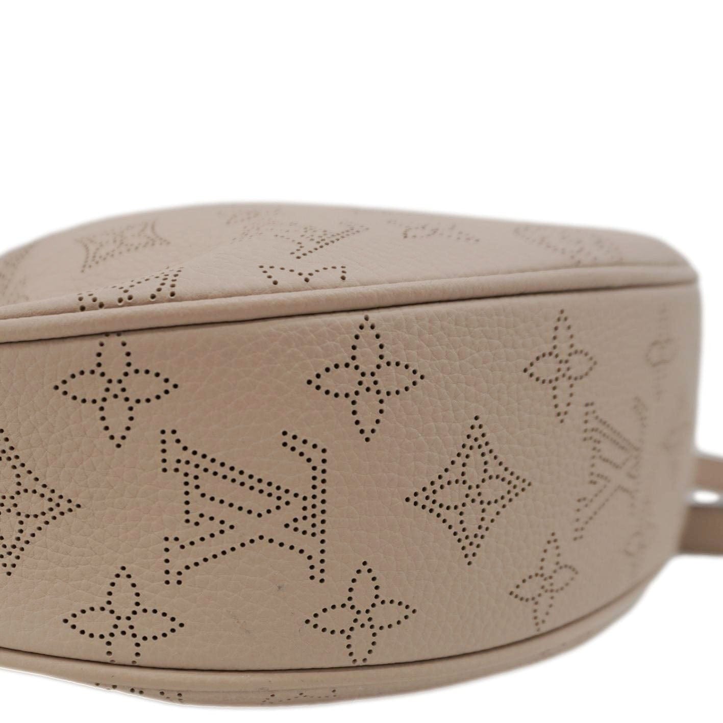 LOUIS VUITTON Baia PM Perforated Mahina Leather Shoulder Bag Galet Gray