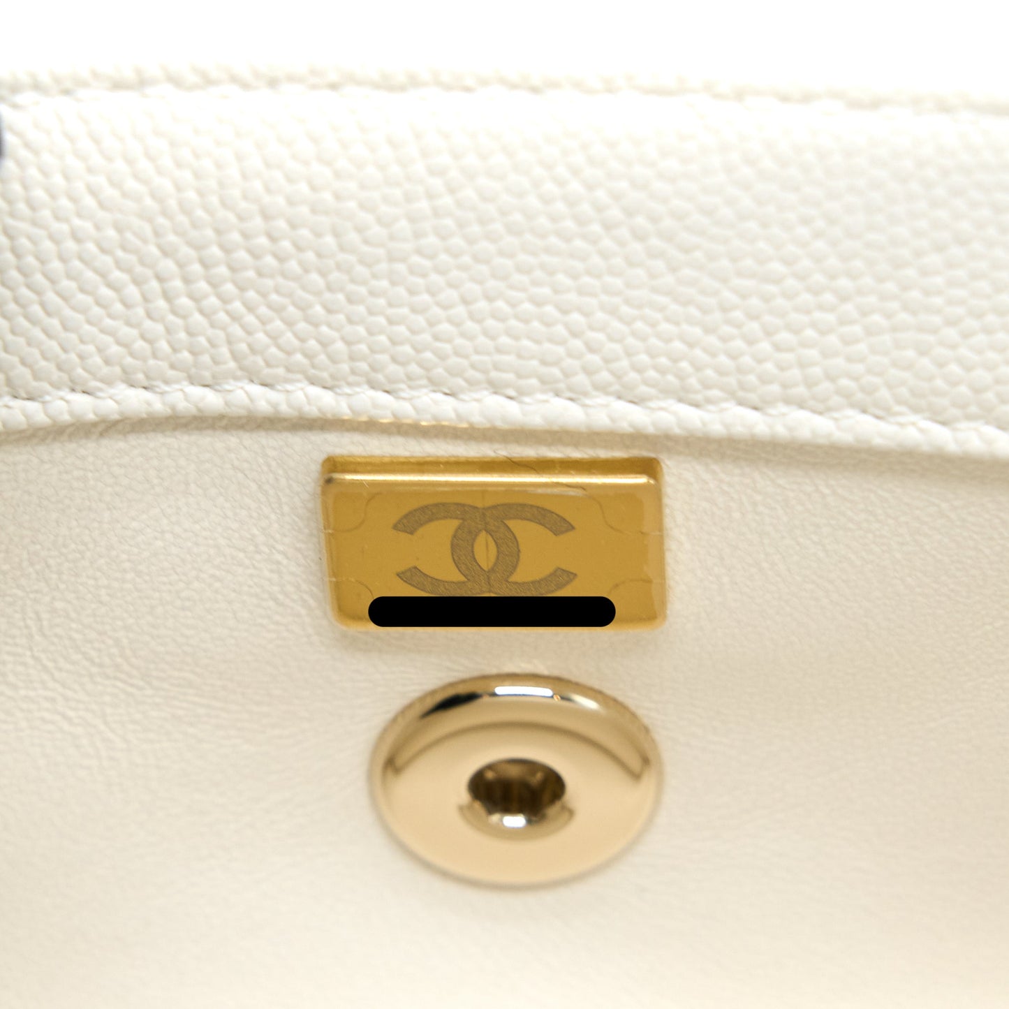 Chanel Small Coco Handle Caviar White L (Microchip)