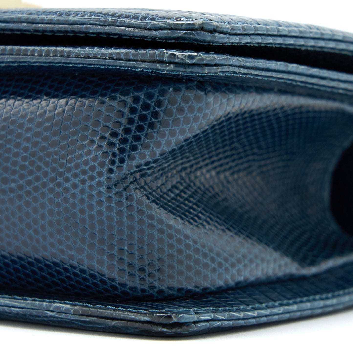 Chanel Small Boy Bag Lizard Dark Blue L