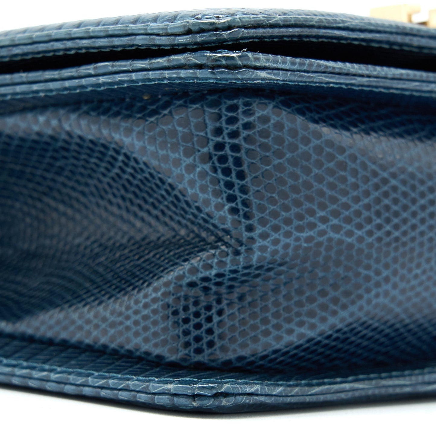 Chanel Small Boy Bag Lizard Dark Blue L