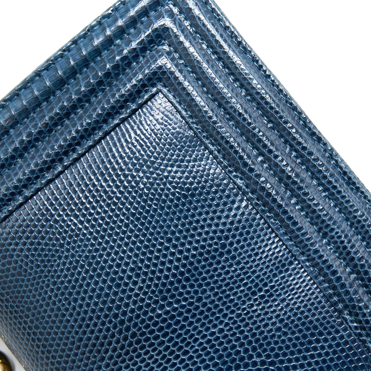 Chanel Small Boy Bag Lizard Dark Blue L