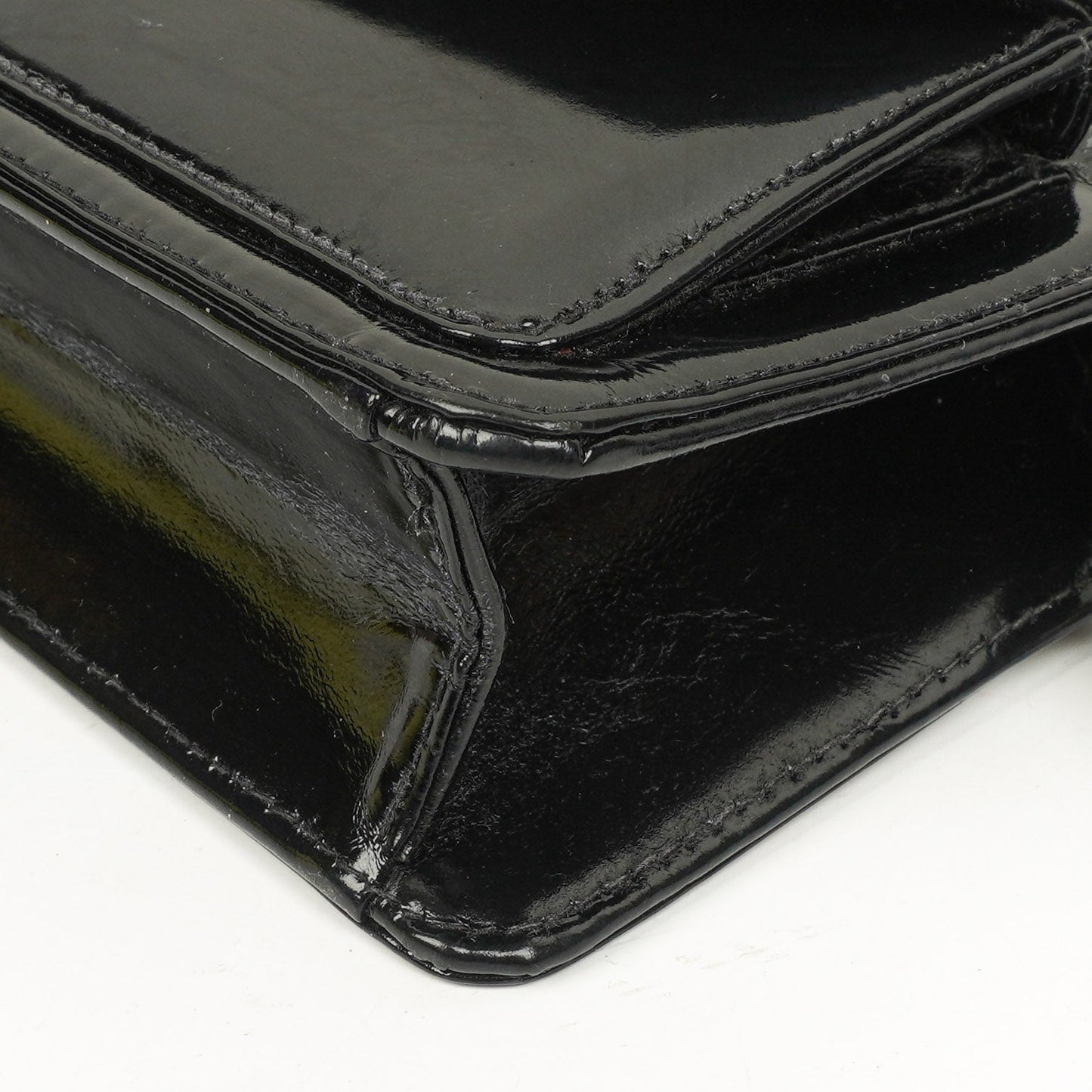 Chanel CC Black Patent Leather Wristlet Bag 24K Gold Hardware
