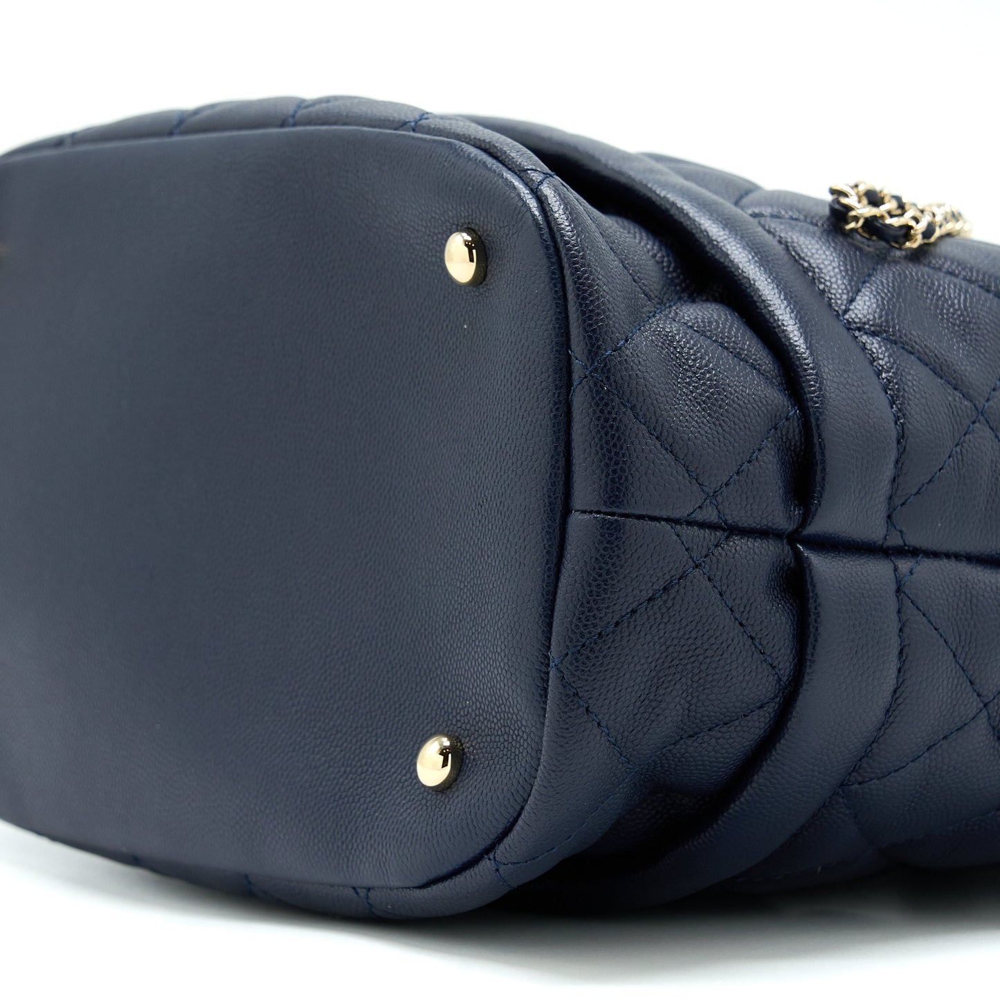 Chanel Top Handle Bucket Bag Caviar Navy Blue L