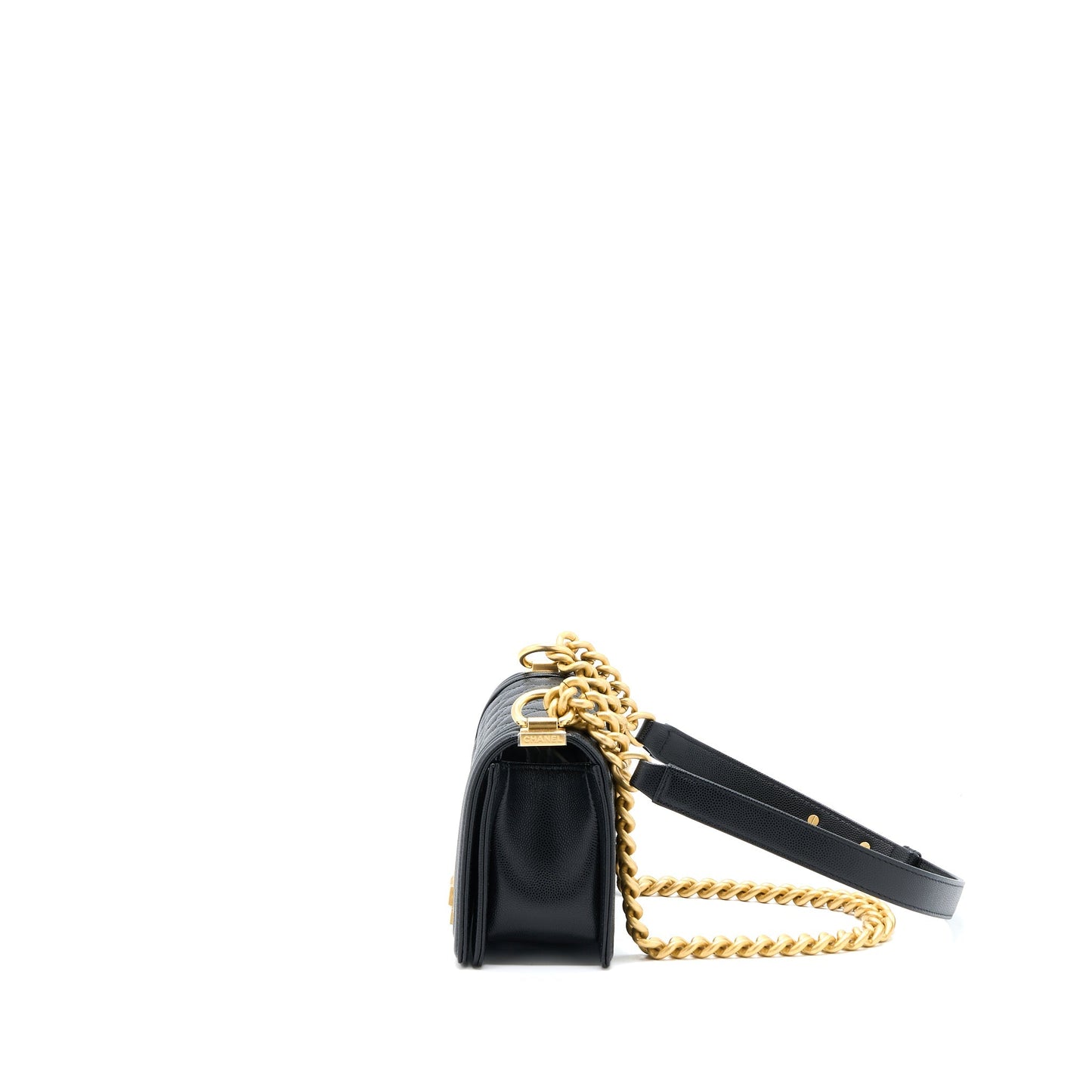 Chanel Small Boy Caviar Black Brushed  (Microchip)