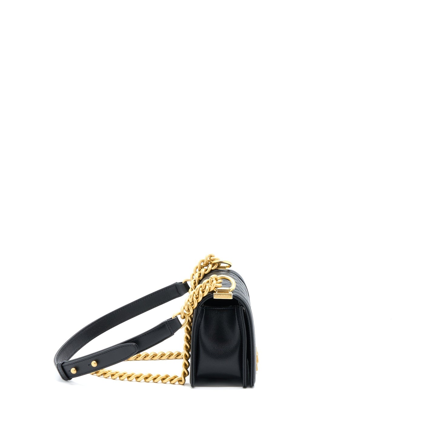 Chanel Small Boy Caviar Black Brushed  (Microchip)