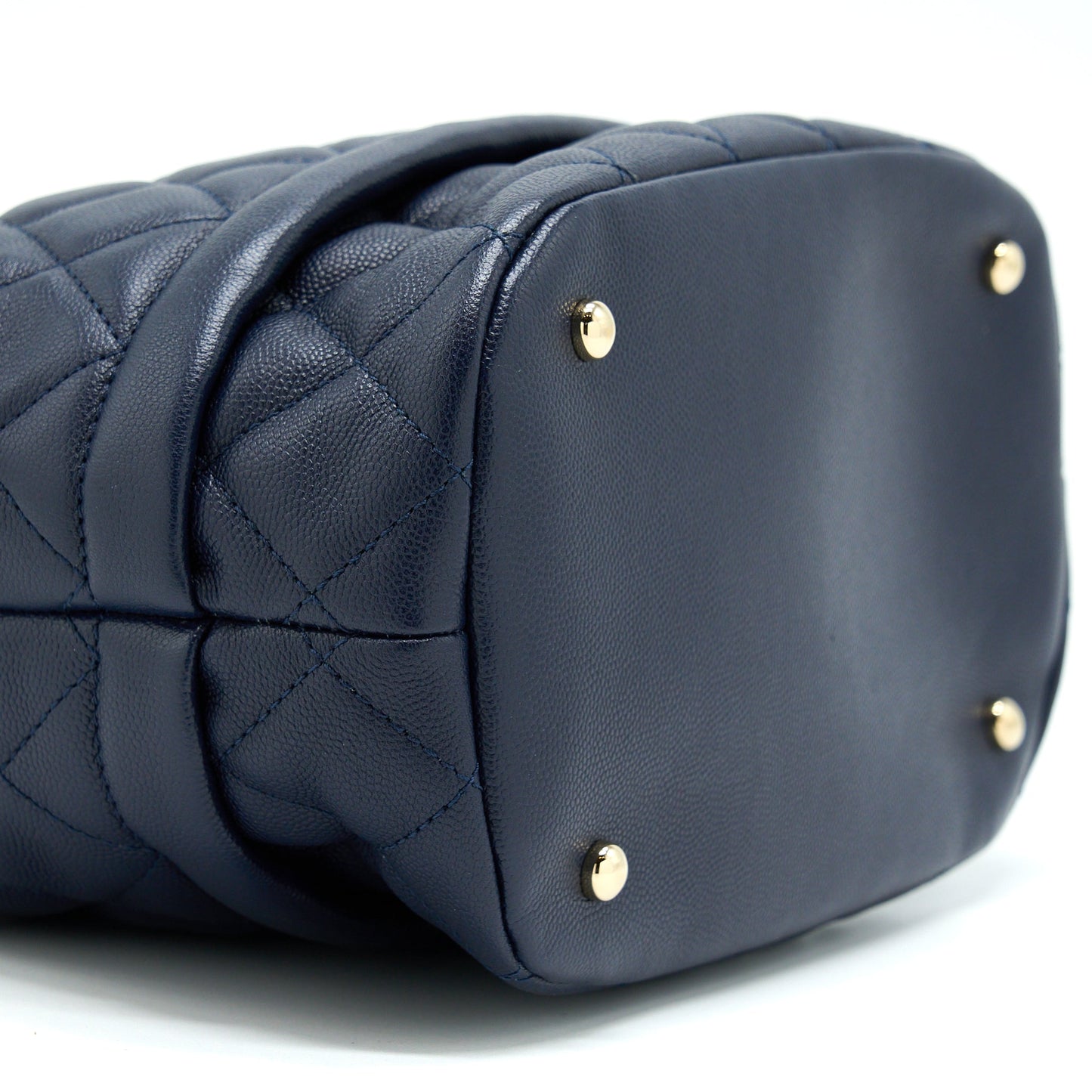 Chanel Top Handle Bucket Bag Caviar Navy Blue L